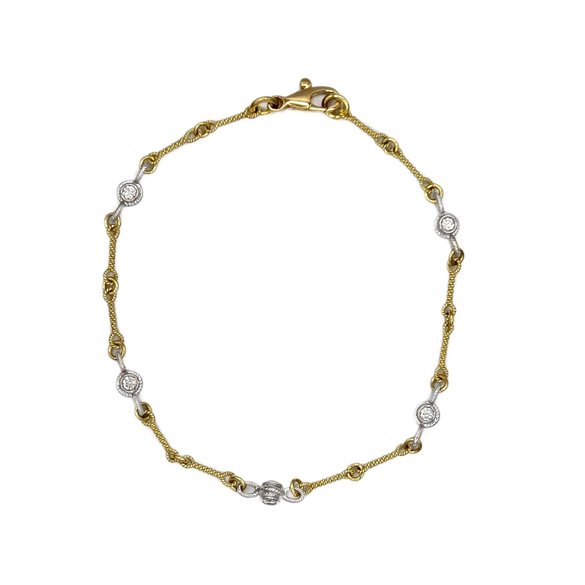 18K Yellow Gold 10=0.35 Carat Total Weight Bezel Set Bracelet