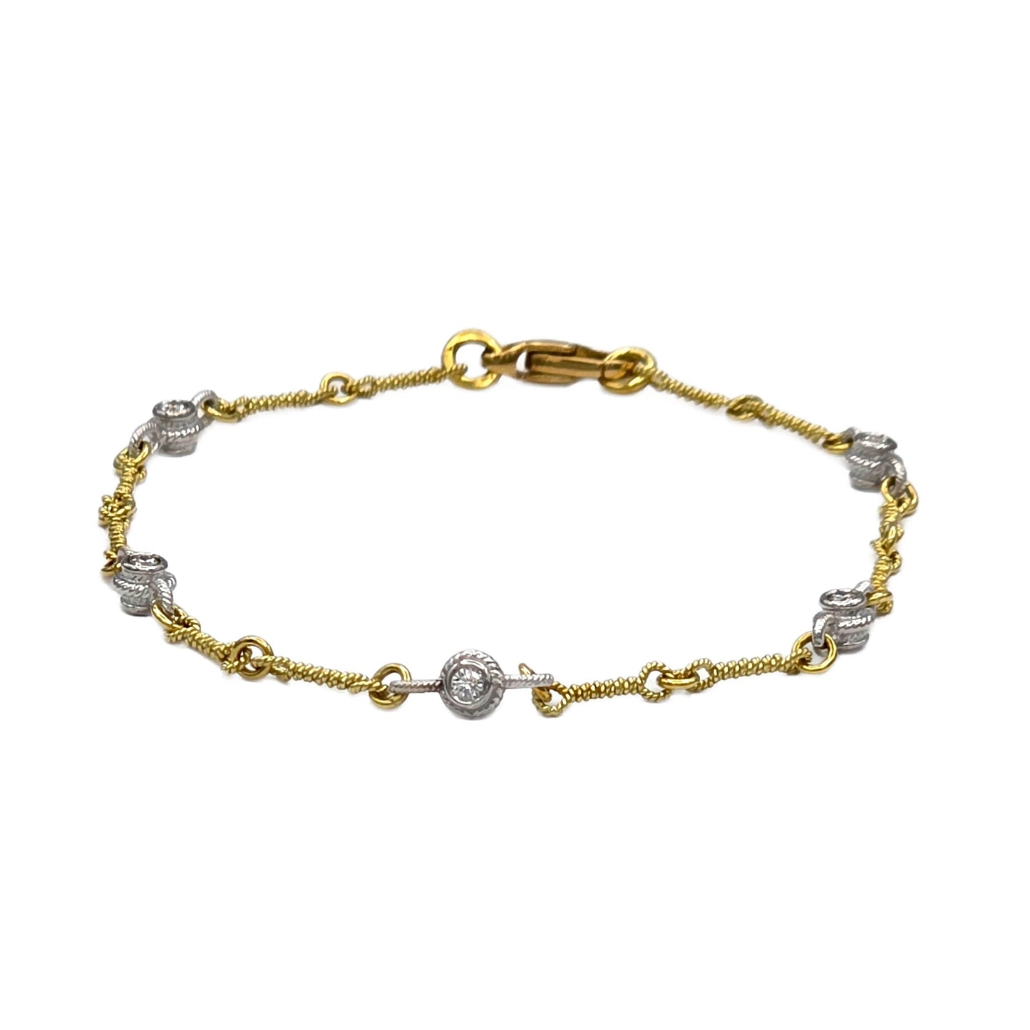 18K Yellow Gold 10=0.35 Carat Total Weight Bezel Set Bracelet