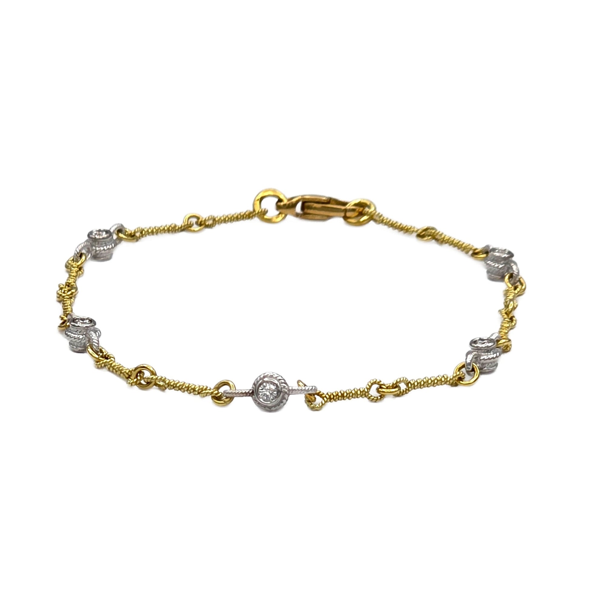 18K Yellow Gold 10=0.35 Carat Total Weight Bezel Set Bracelet