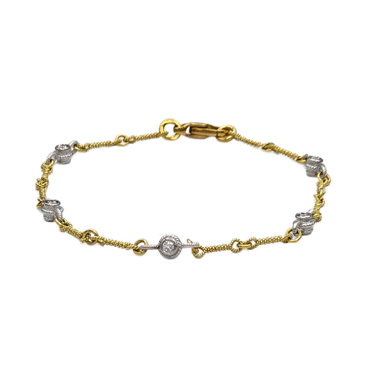 18K Yellow Gold 10=0.35 Carat Total Weight Bezel Set Bracelet