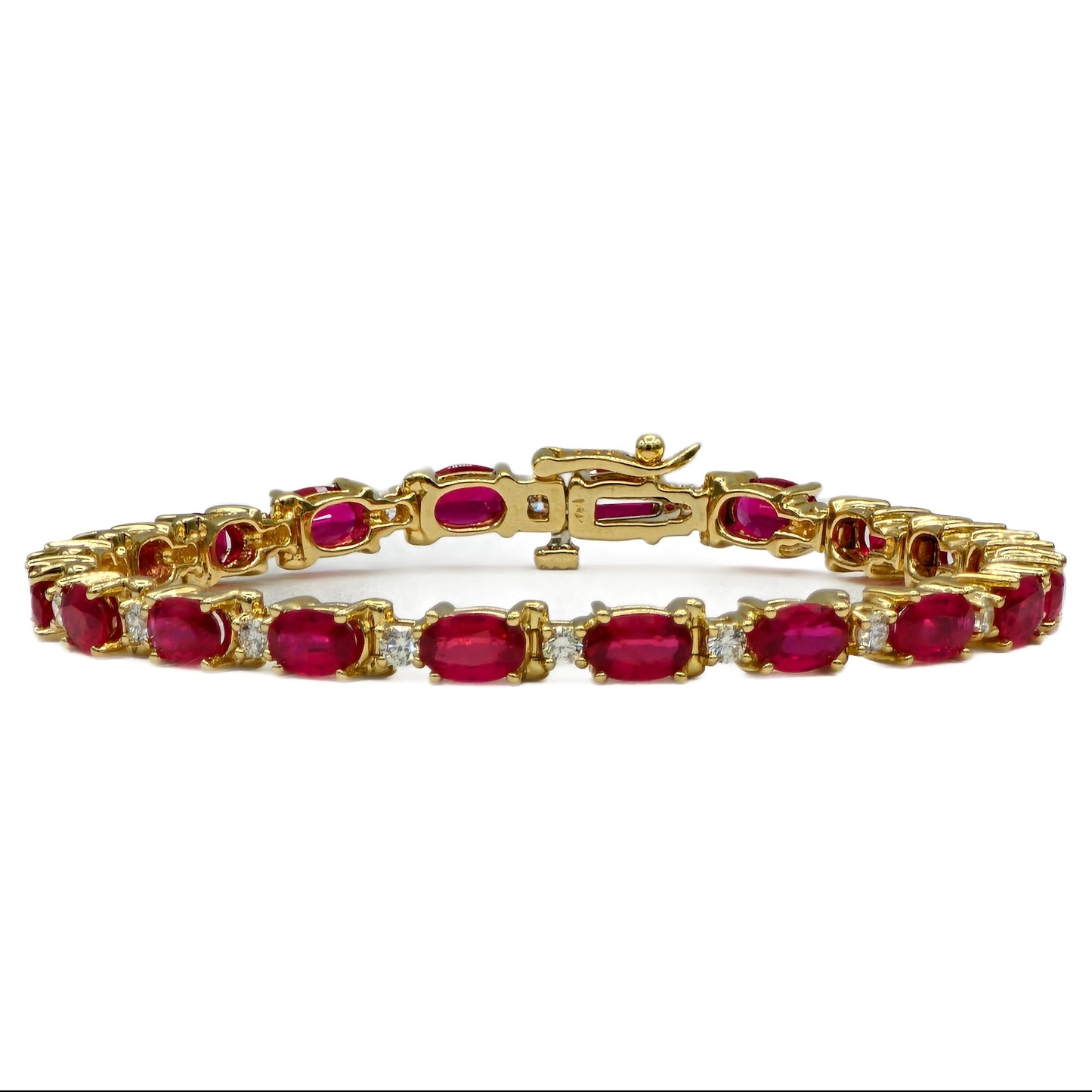 Ruby and Diamond Bracelet in 14K Yellow Gold