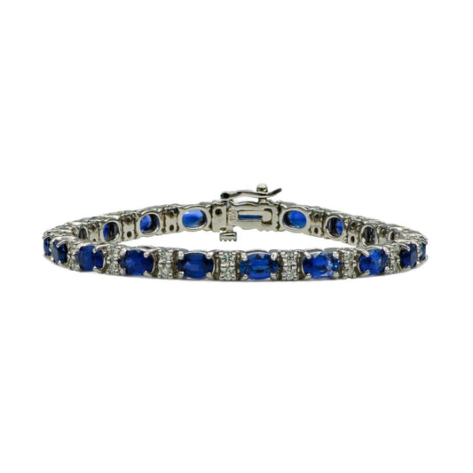 Sapphire and Diamond Bracelet in 14K White Gold