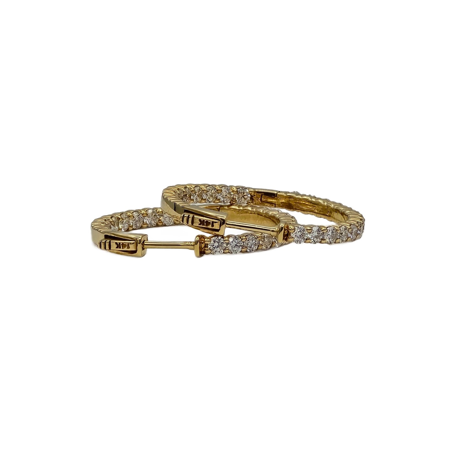 2.41 Carat Diamond hoop earrings in 14k yellow gold