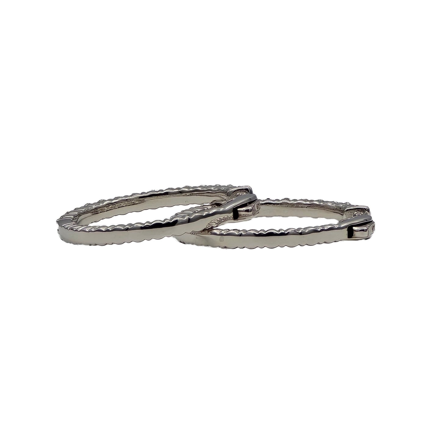 2.41 Carat Diamond Hoop Earrings in 14K white gold