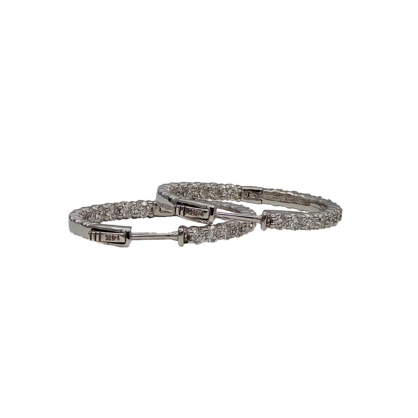 2.41 Carat diamond hoop earrings in 14K white gold