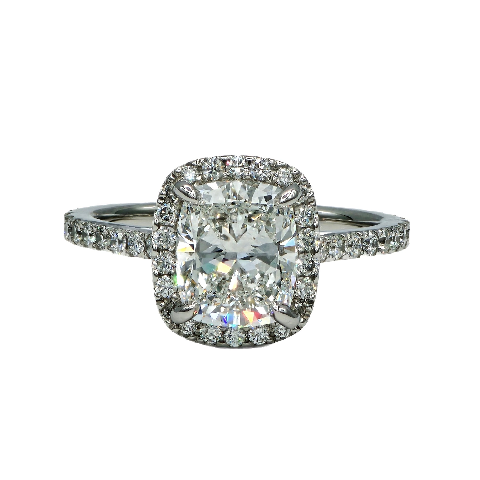 Platinum Cushion Cut Diamond Halo Ring