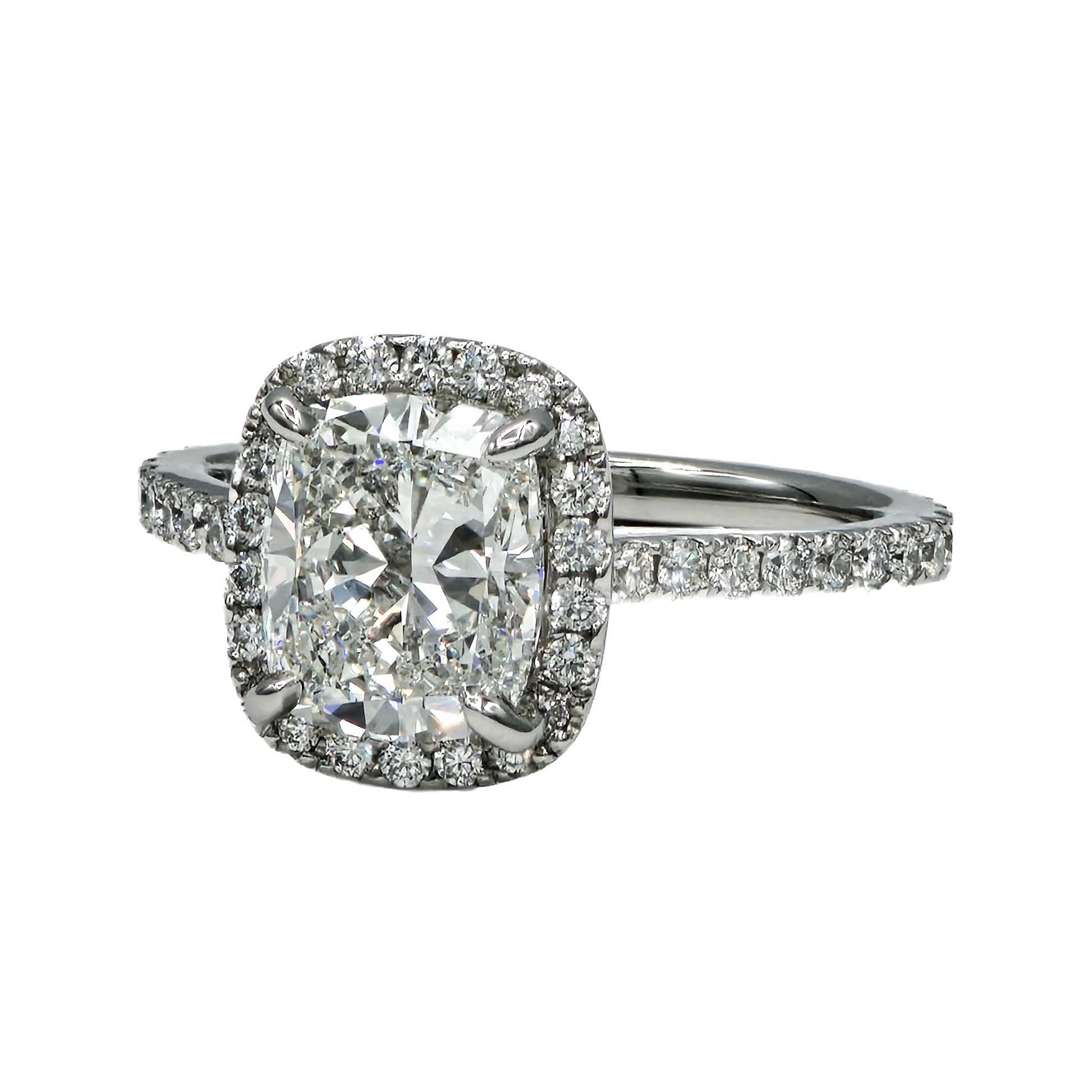 Platinum Cushion Cut Halo Diamond Ring