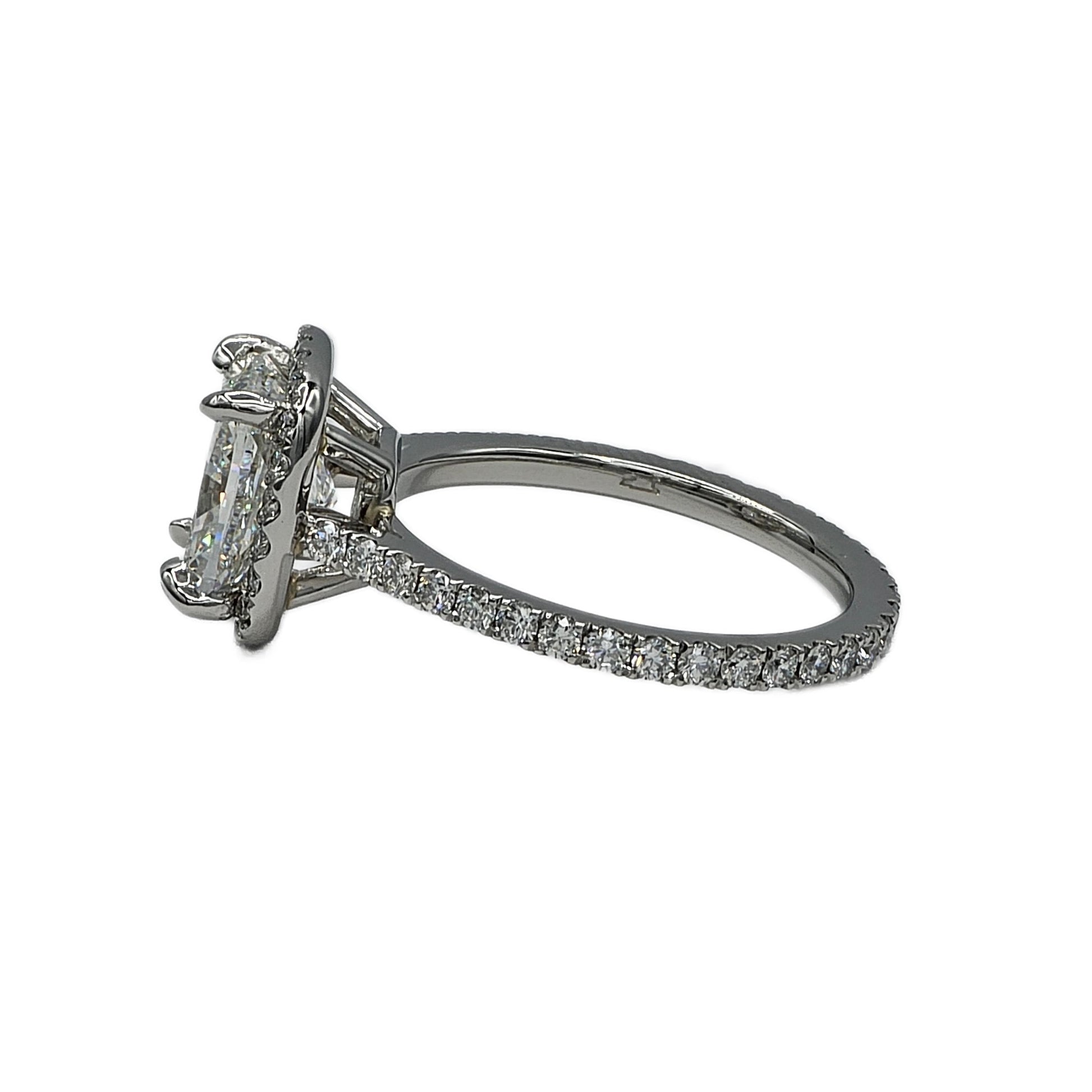 Platinum Cushion Cut Diamond Halo Ring