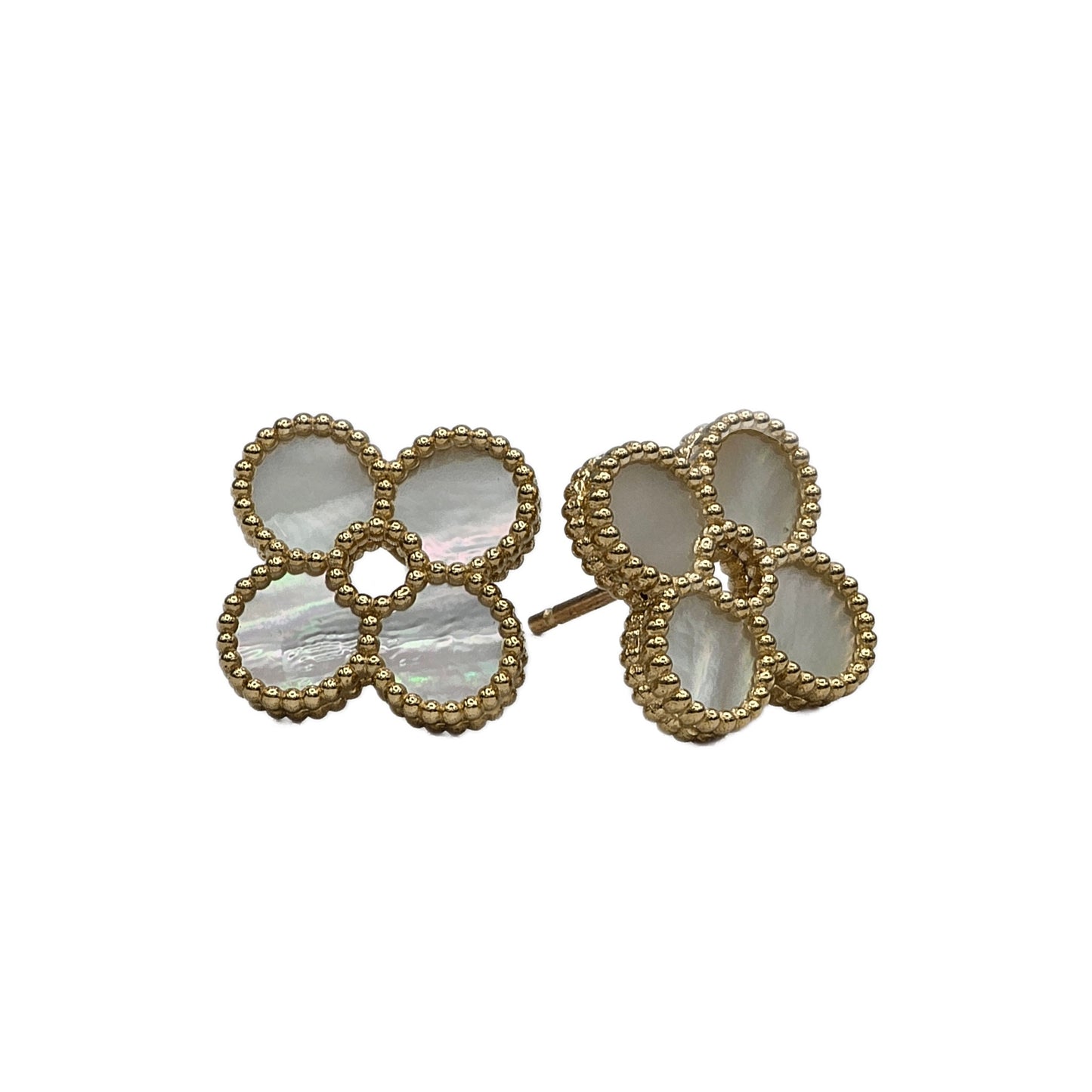 Mother of Pearl Stud Earrings in 14K Yellow Gold