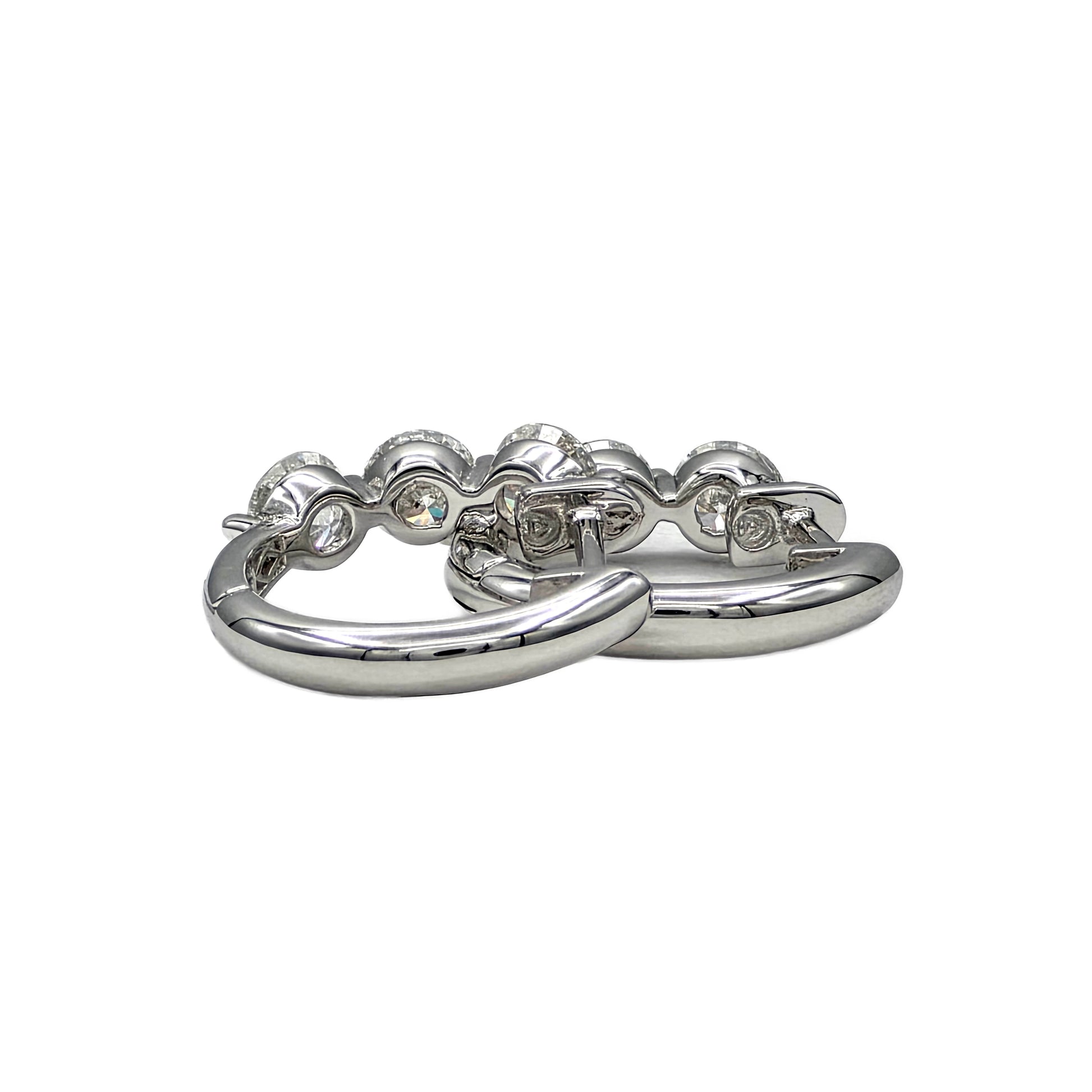 Diamond Huggie Hoop Earrings in 14K White Gold