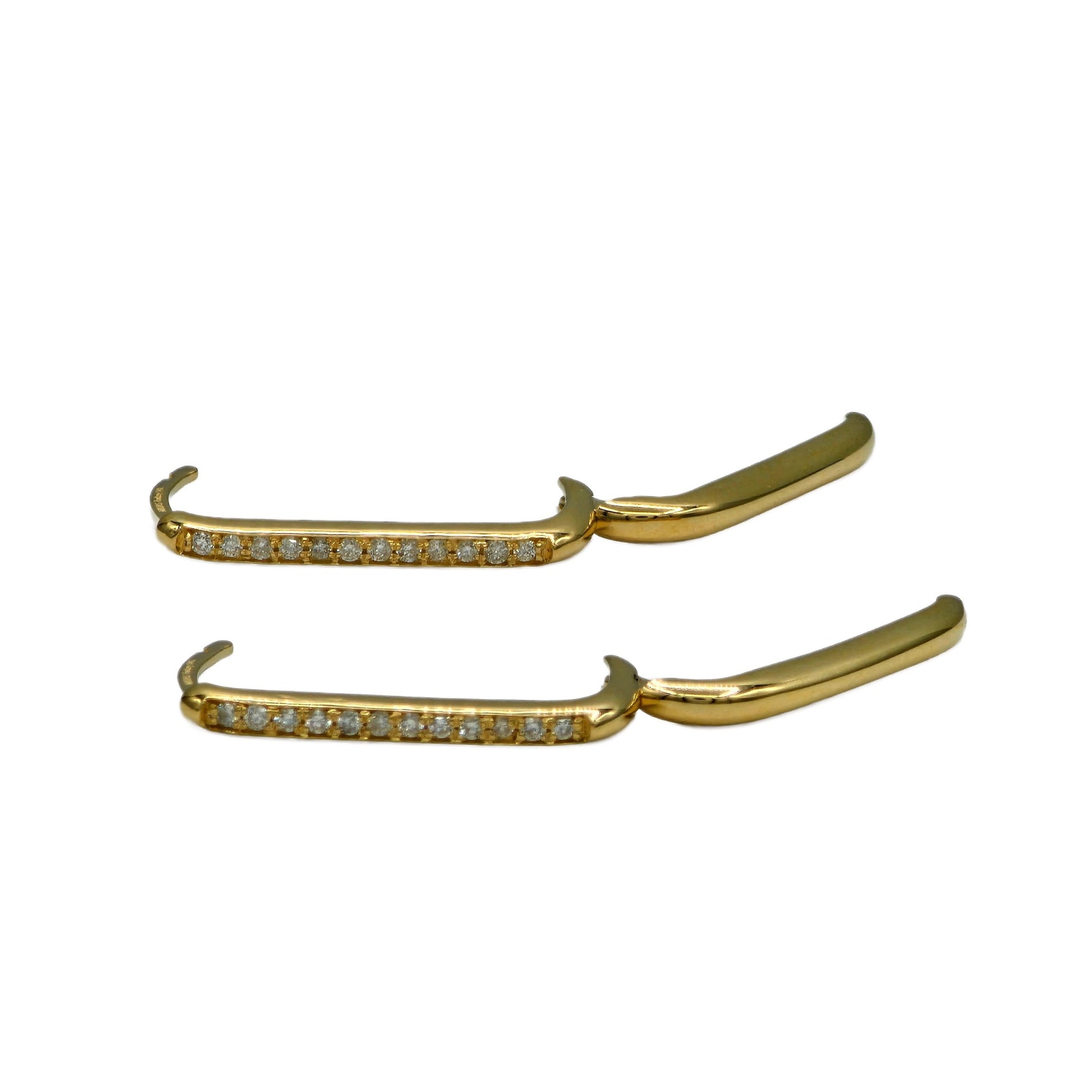 14K Yellow Gold Paperclip Diamond Earrings