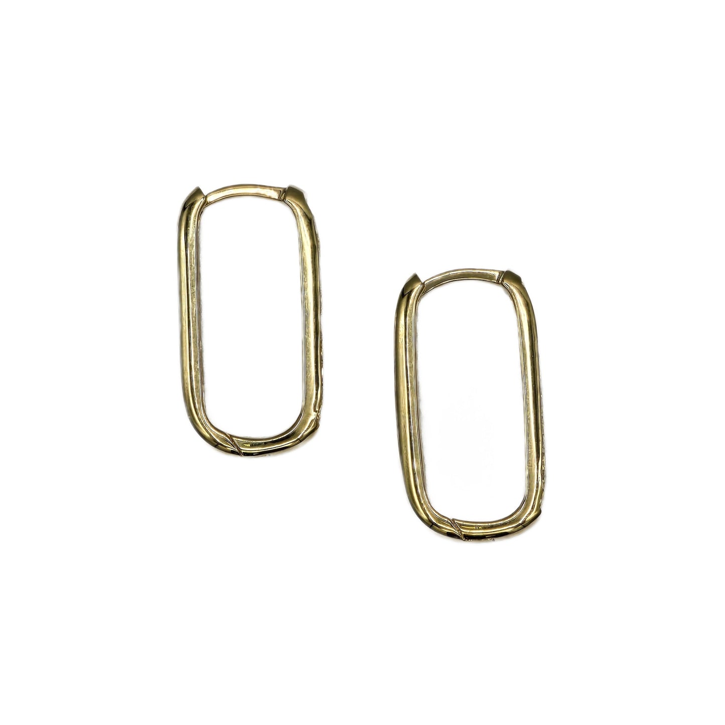 14K Yellow Gold Paperclip Diamond Earrings