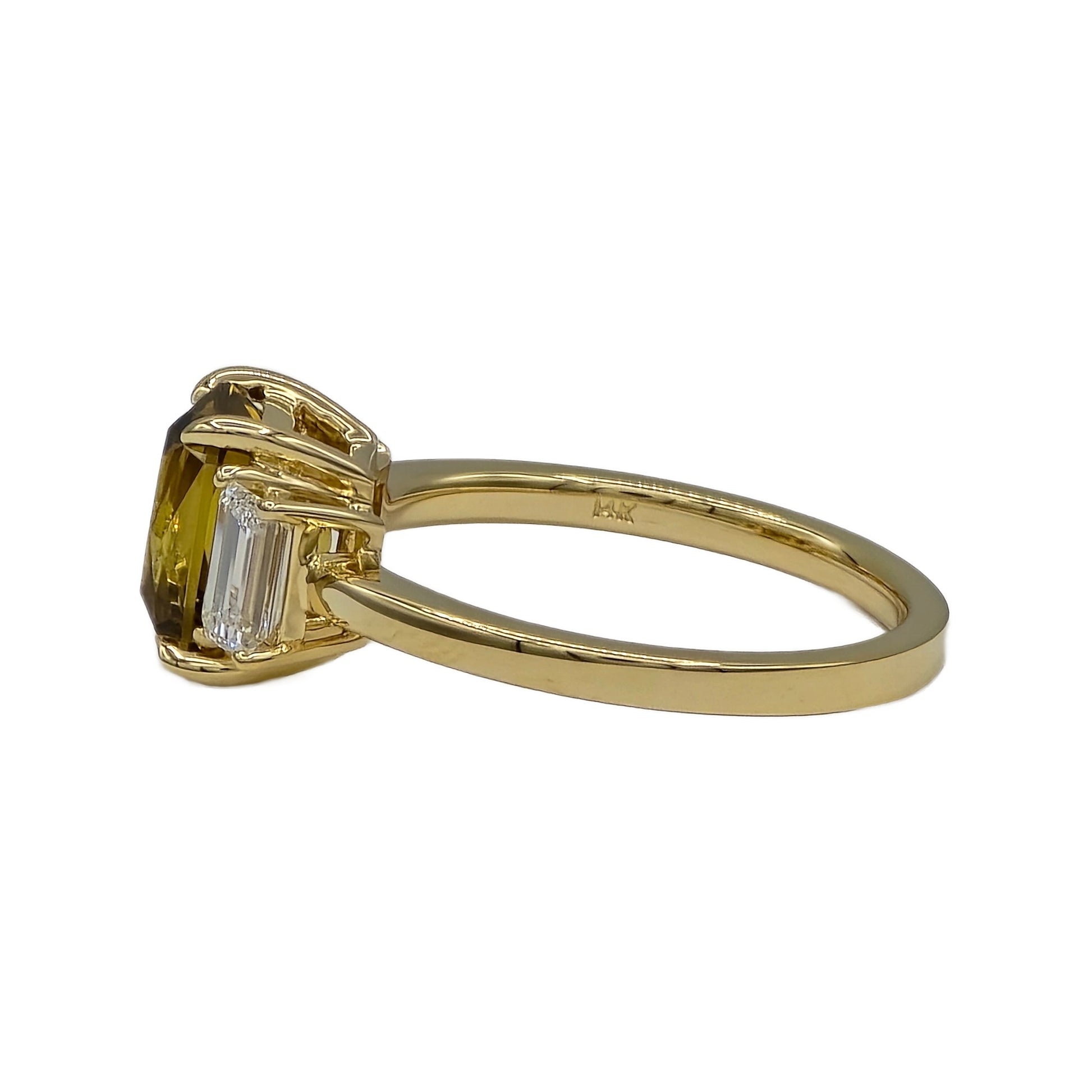 Mali Garnet and Diamond Ring in 14K yellow gold
