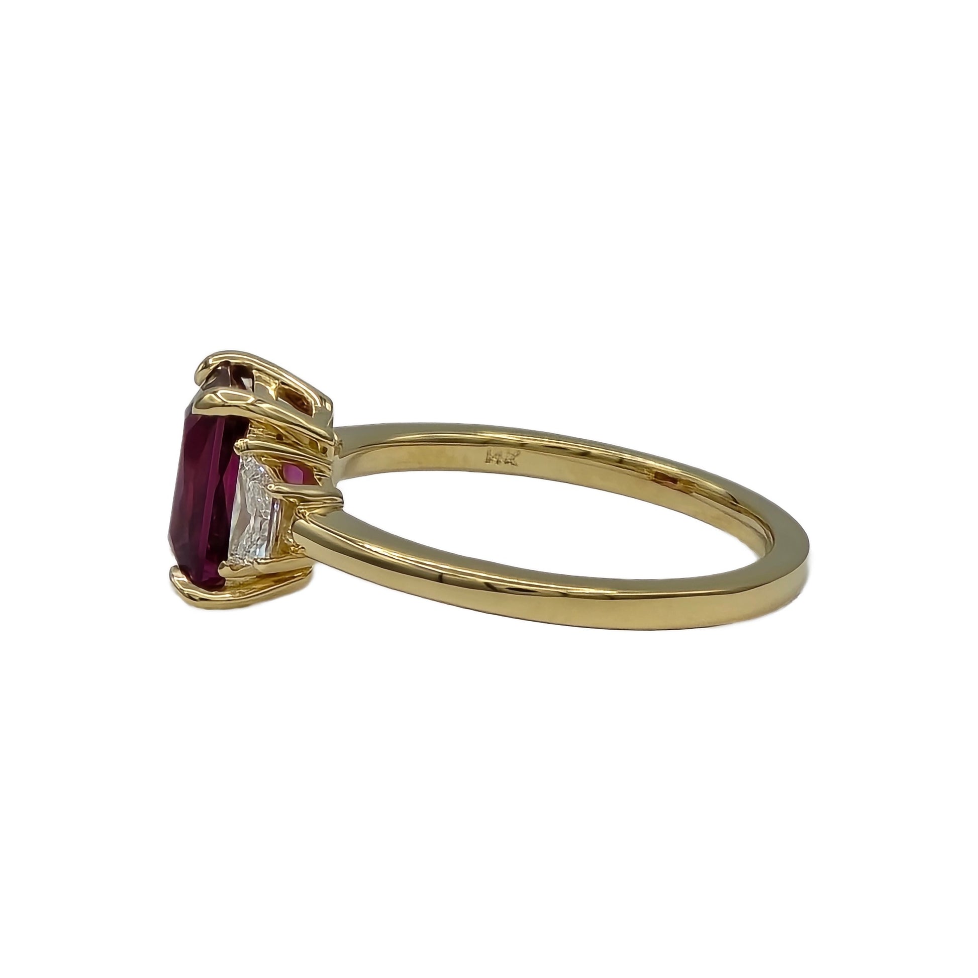 Garnet and Diamond Ring in 14K Yellow Gold