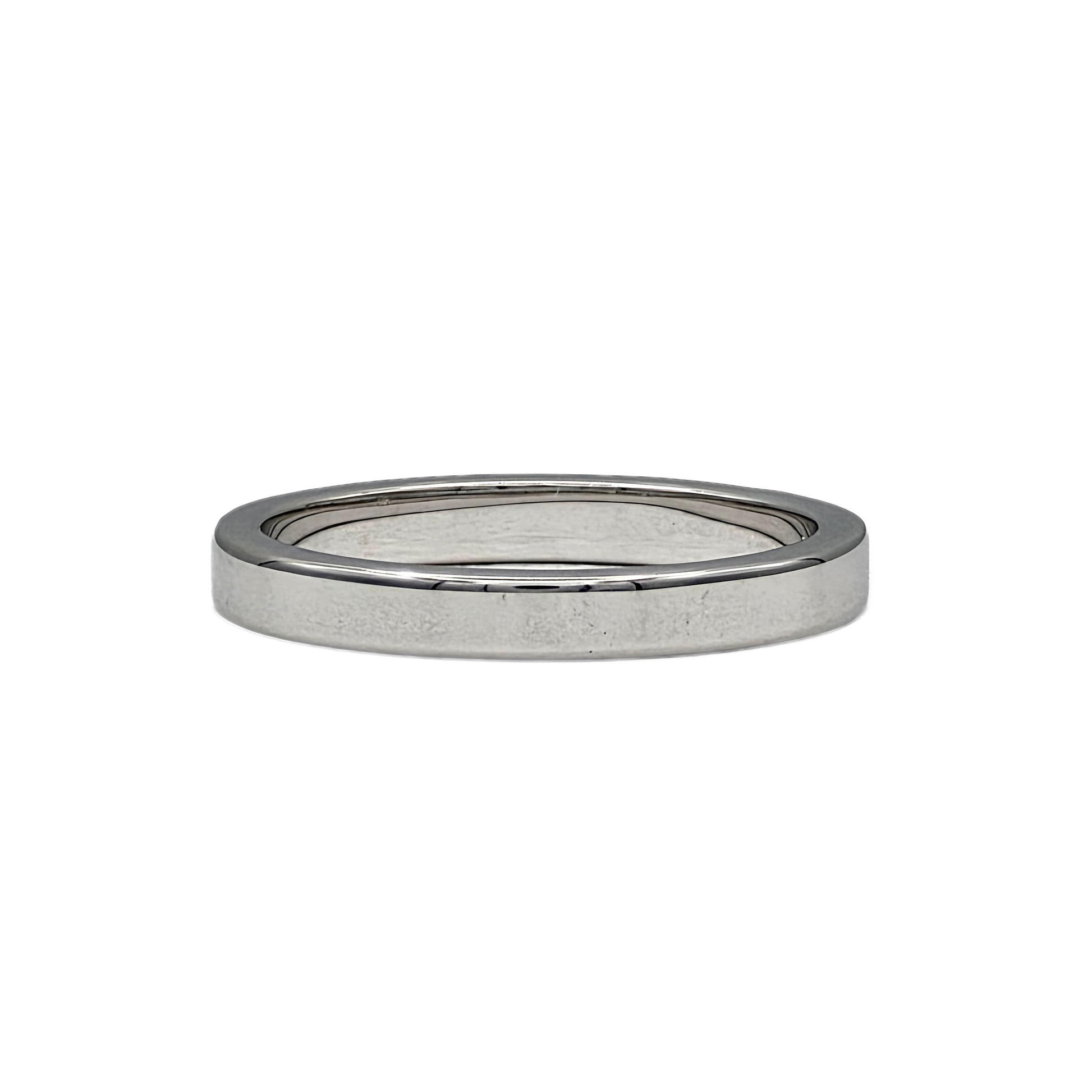 14K white gold bead set wedding band