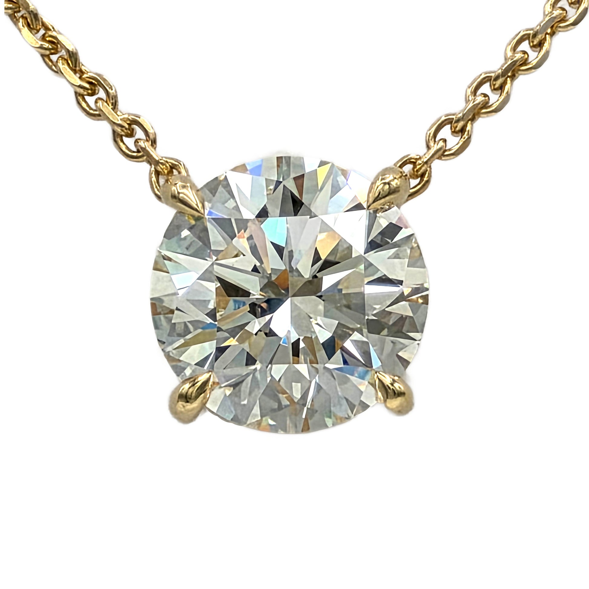 3.05 Carat Round Diamond Solitaire Pendant