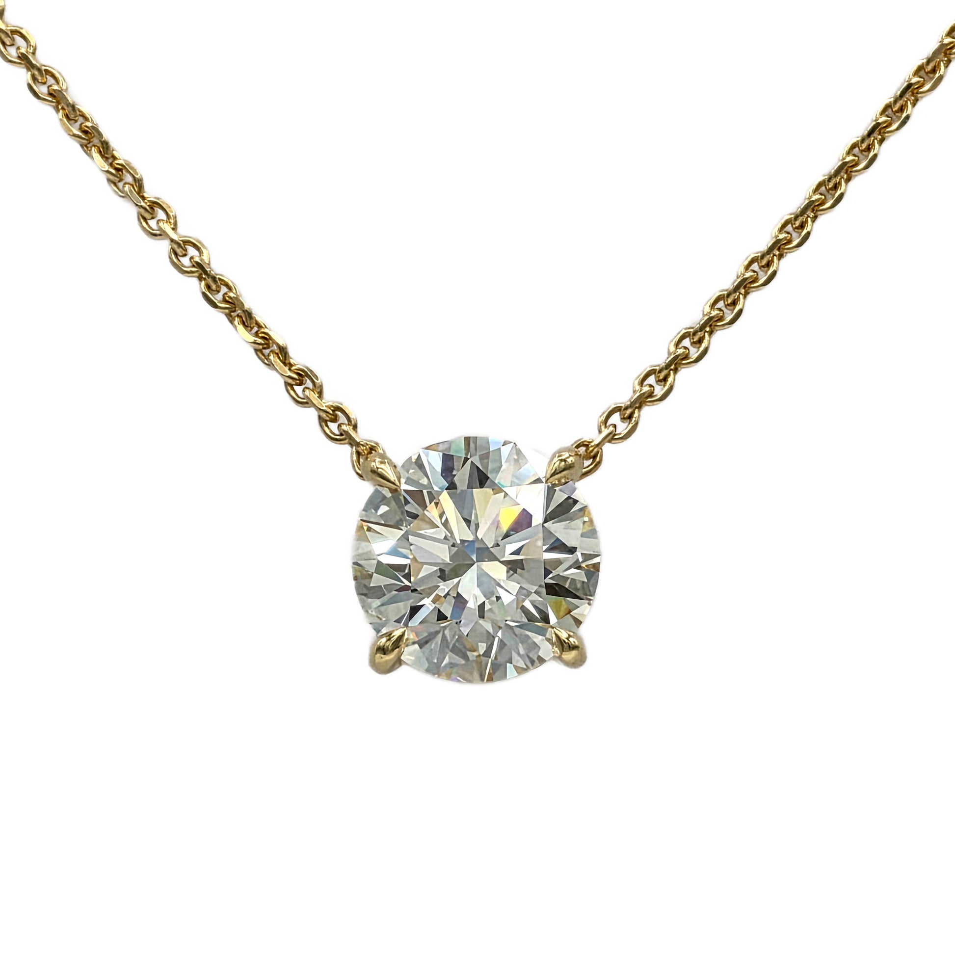3.05 Carat Round Diamond Solitaire Pendant
