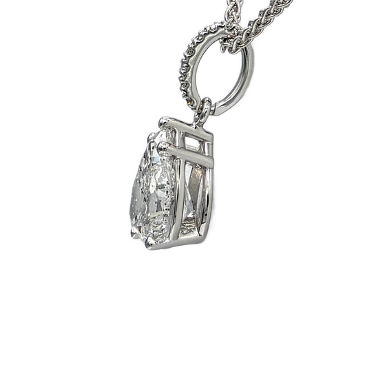 1.73 Carat Pear Shape Diamond Pendant in 14K White Gold