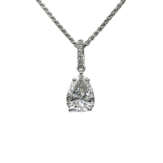 1.73 Carat Pear Shape Diamond Pendant in 14K White Gold