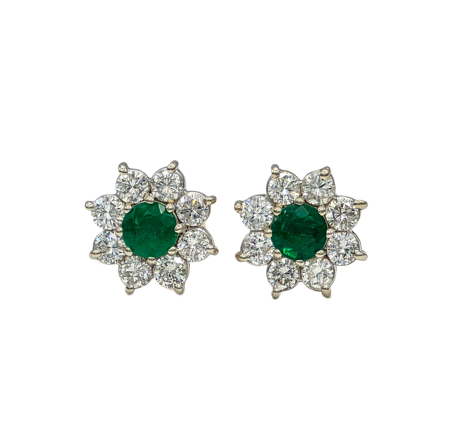 Emerald and Diamond Earrings in 14K Gold
