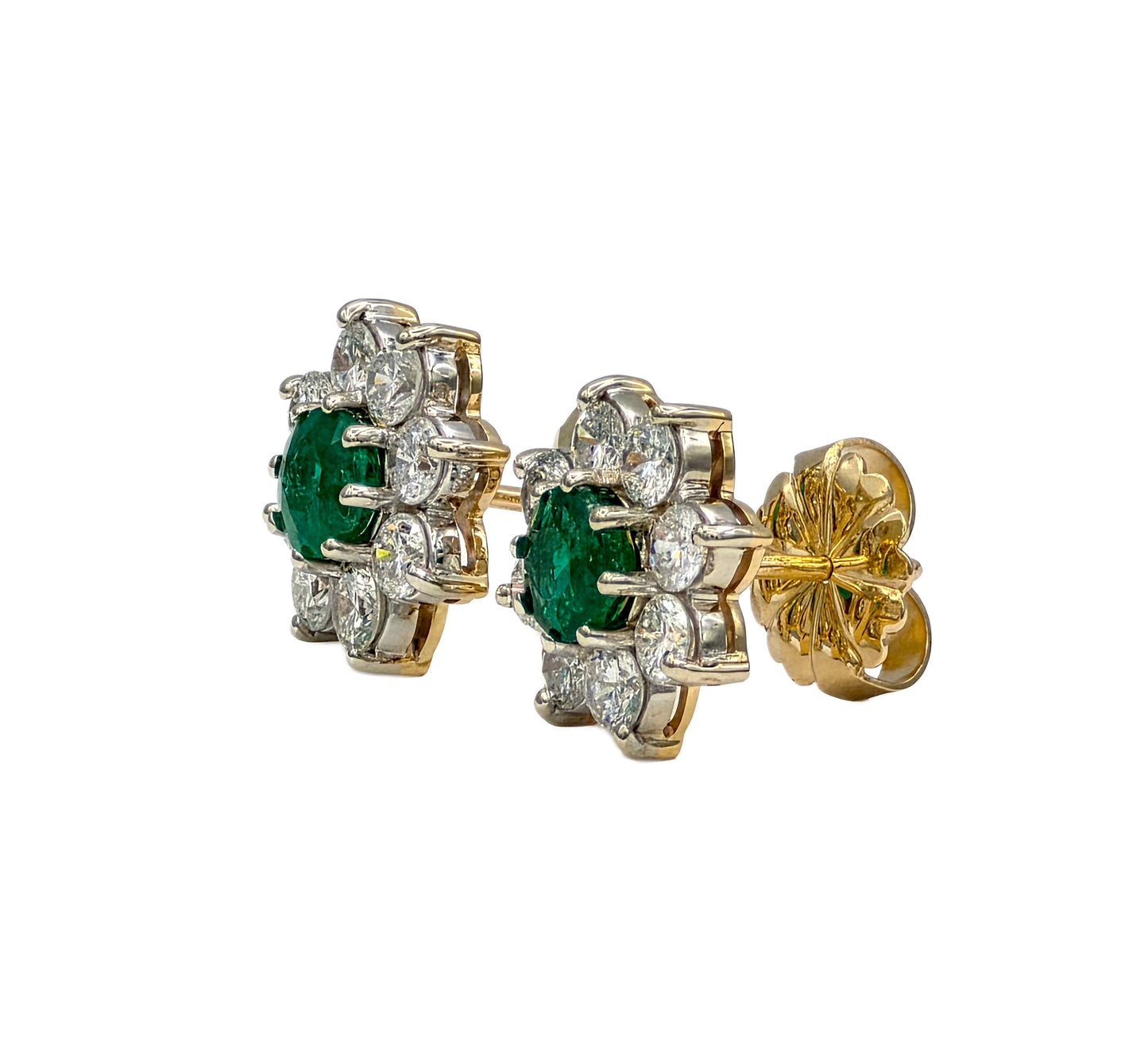 Emerald and Diamond Earrings in 14K Gold