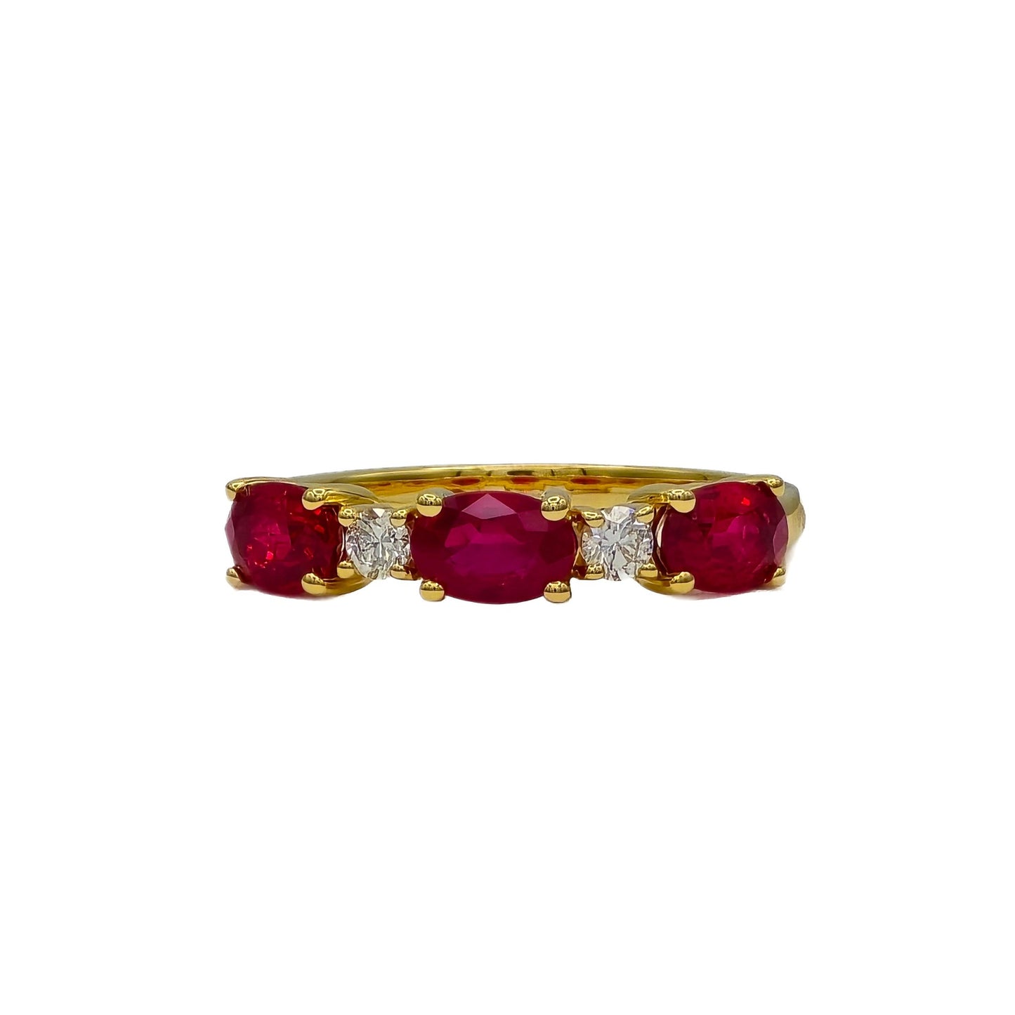 1.87Ct Ruby and Diamond Ring in 18K Yellow Gold