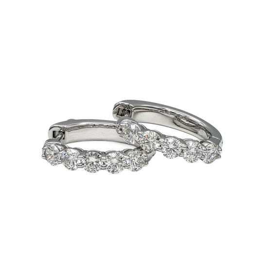 1.06 Carat Total Weight Round Diamond Hoop Earrings
