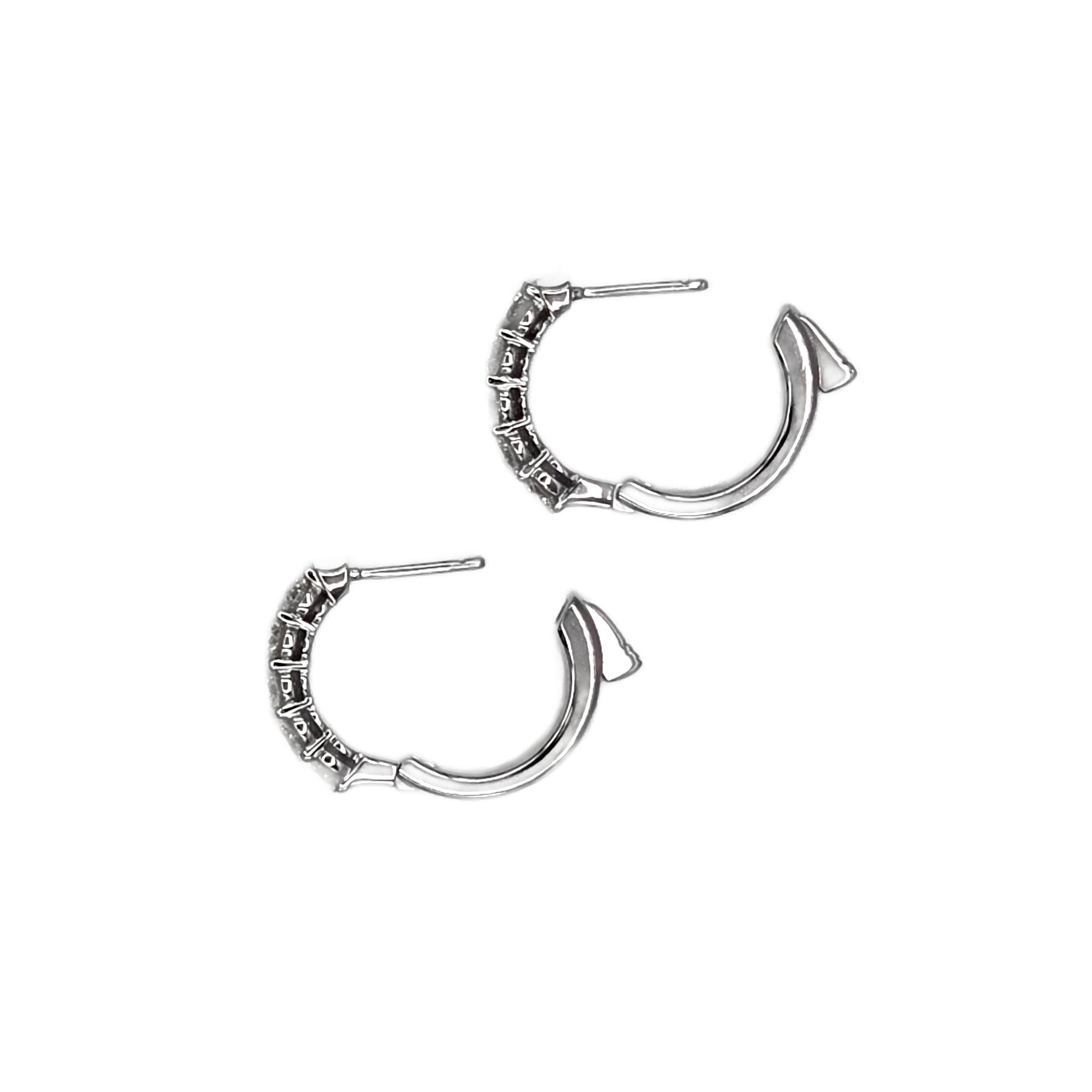 1.06 Carat Total Weight Round Diamond Hoop Earrings