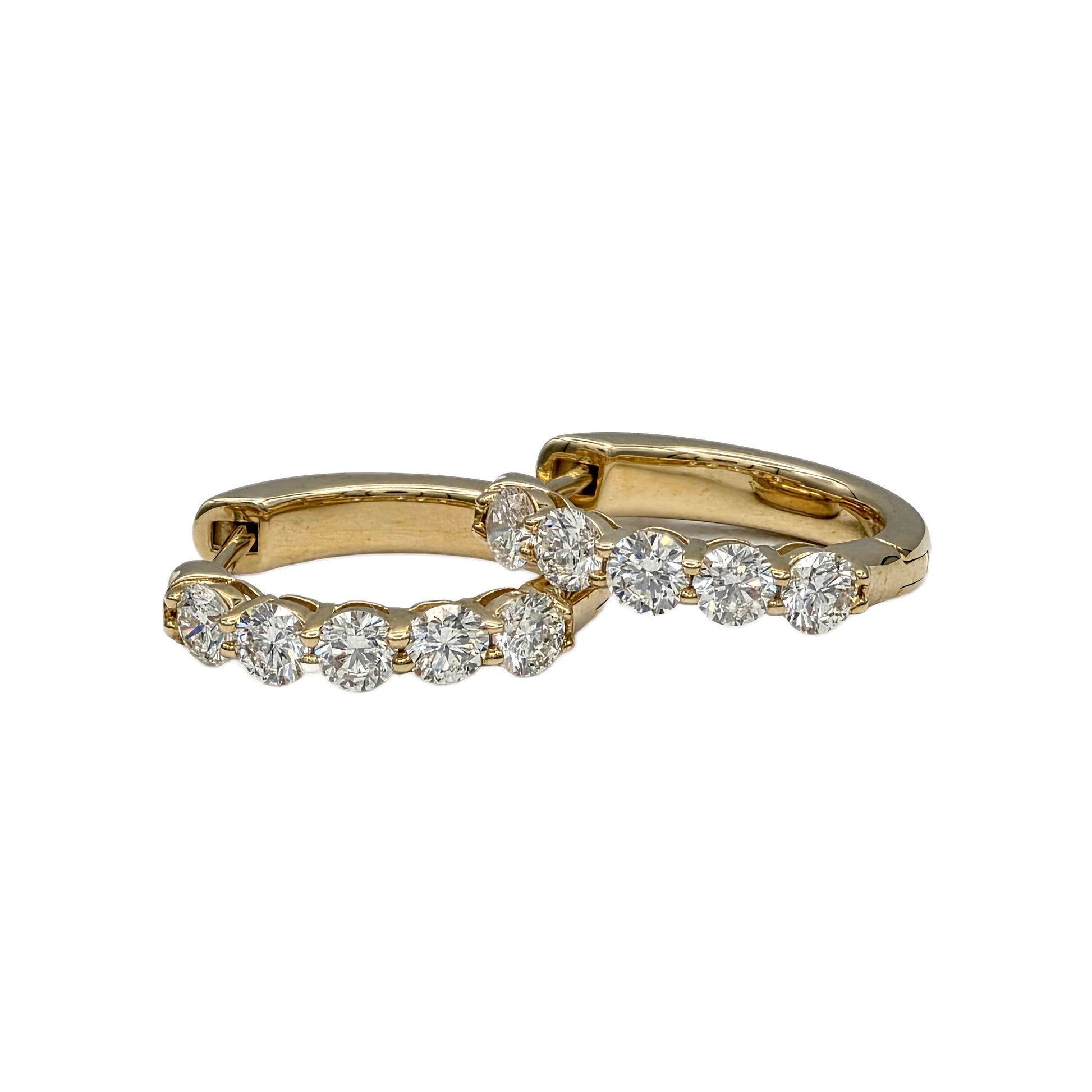 1.08 Carat Total Weight Diamond Huggie Hoop Earrings in 14K Yellow Gold