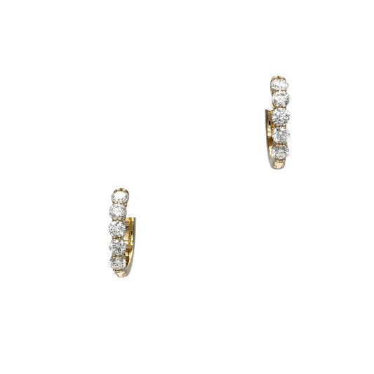 1.08 Carat Total Weight Diamond Huggie Hoop Earrings in 14K Yellow Gold