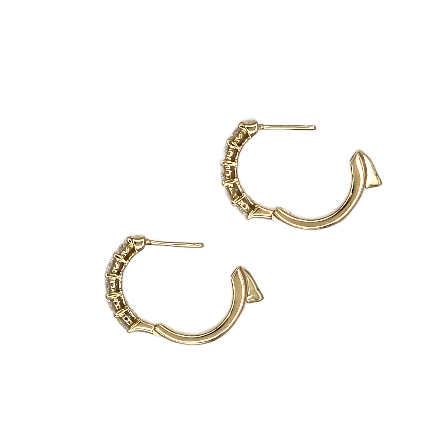 1.08 Carat Total Weight Diamond Huggie Hoop Earrings in 14K Yellow Gold