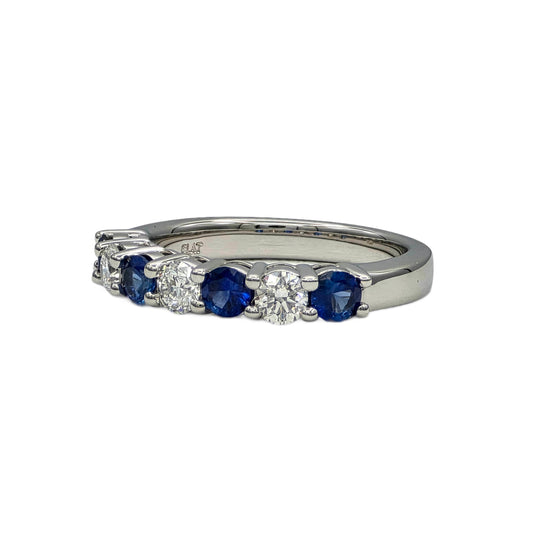 Blue sapphire and Diamond Band in platinum