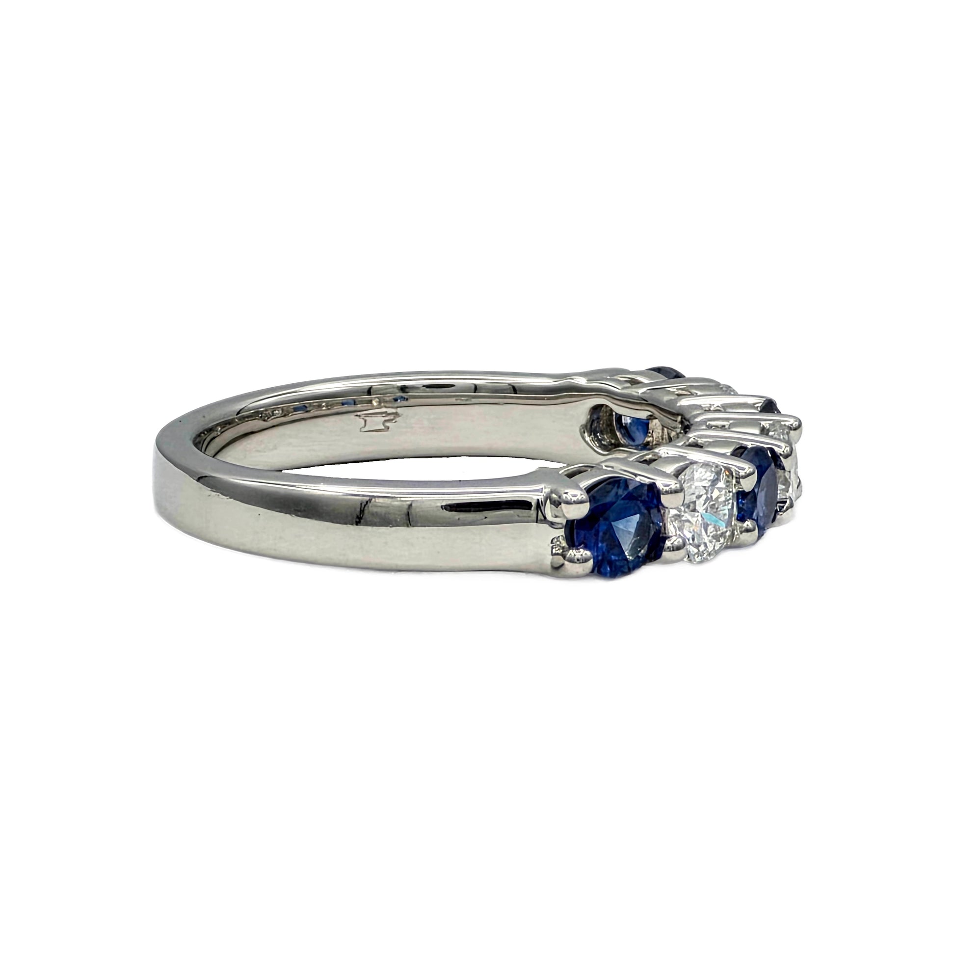 Blue sapphire and Diamond Band in platinum