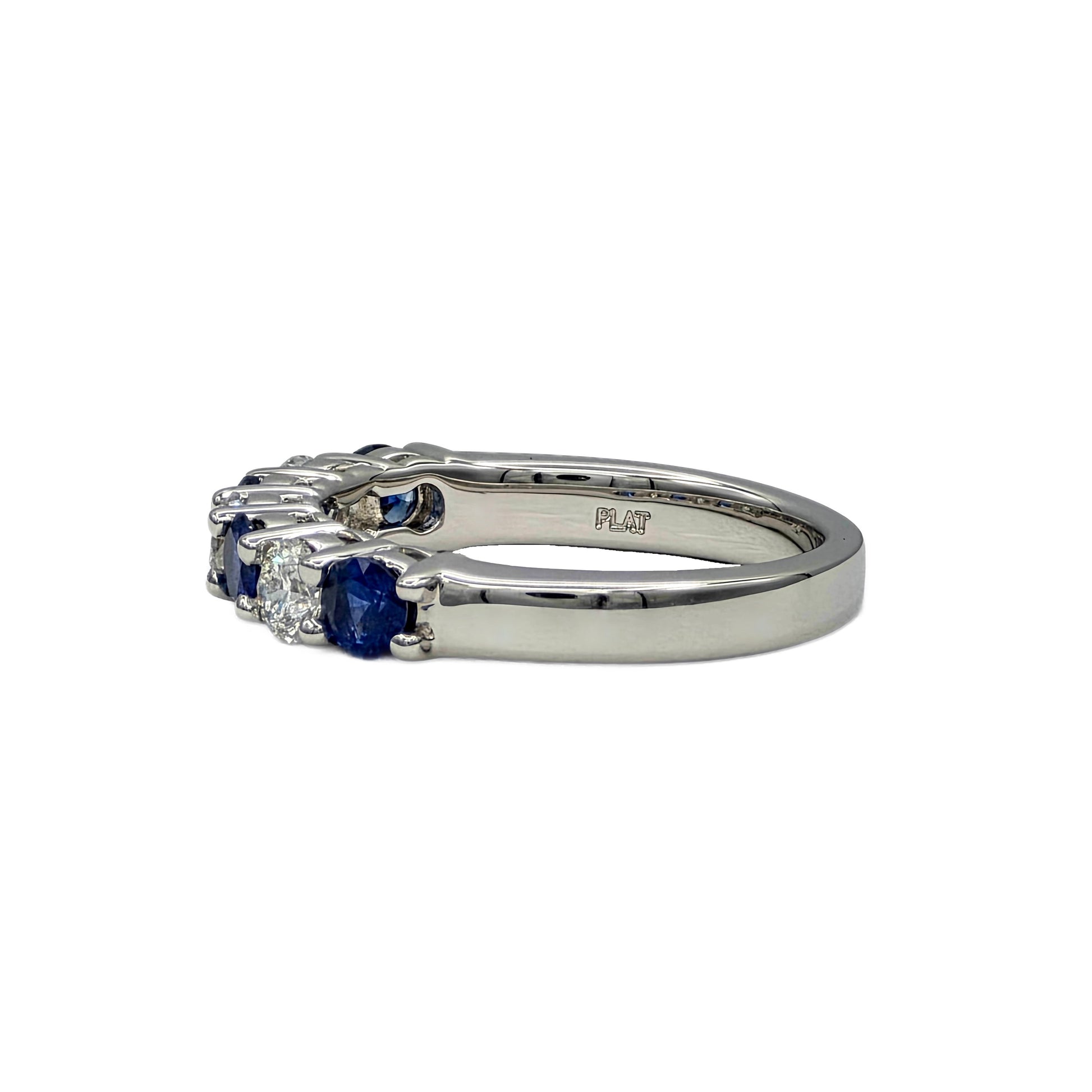 Blue sapphire and Diamond Band in platinum