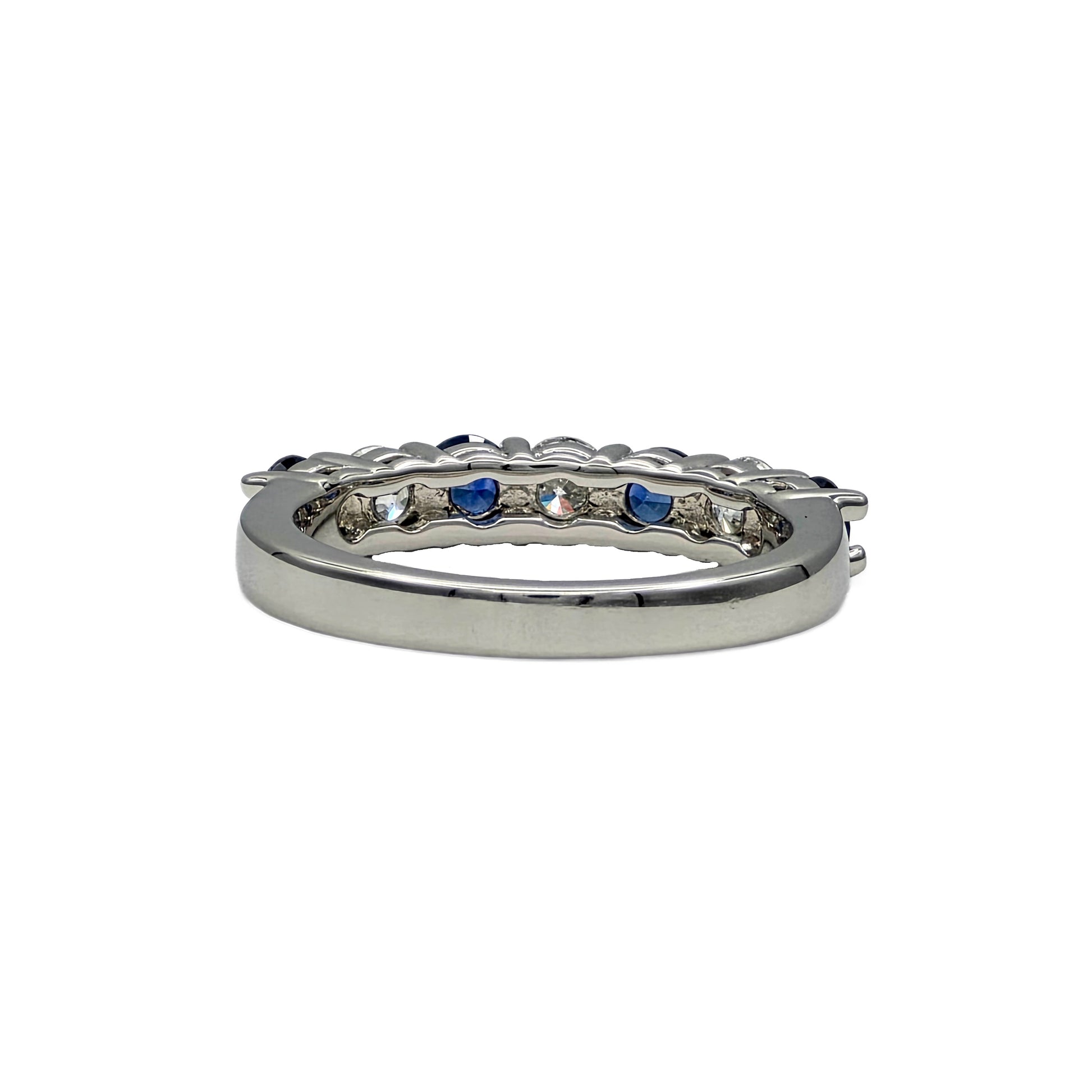 Blue sapphire and Diamond Band in platinum