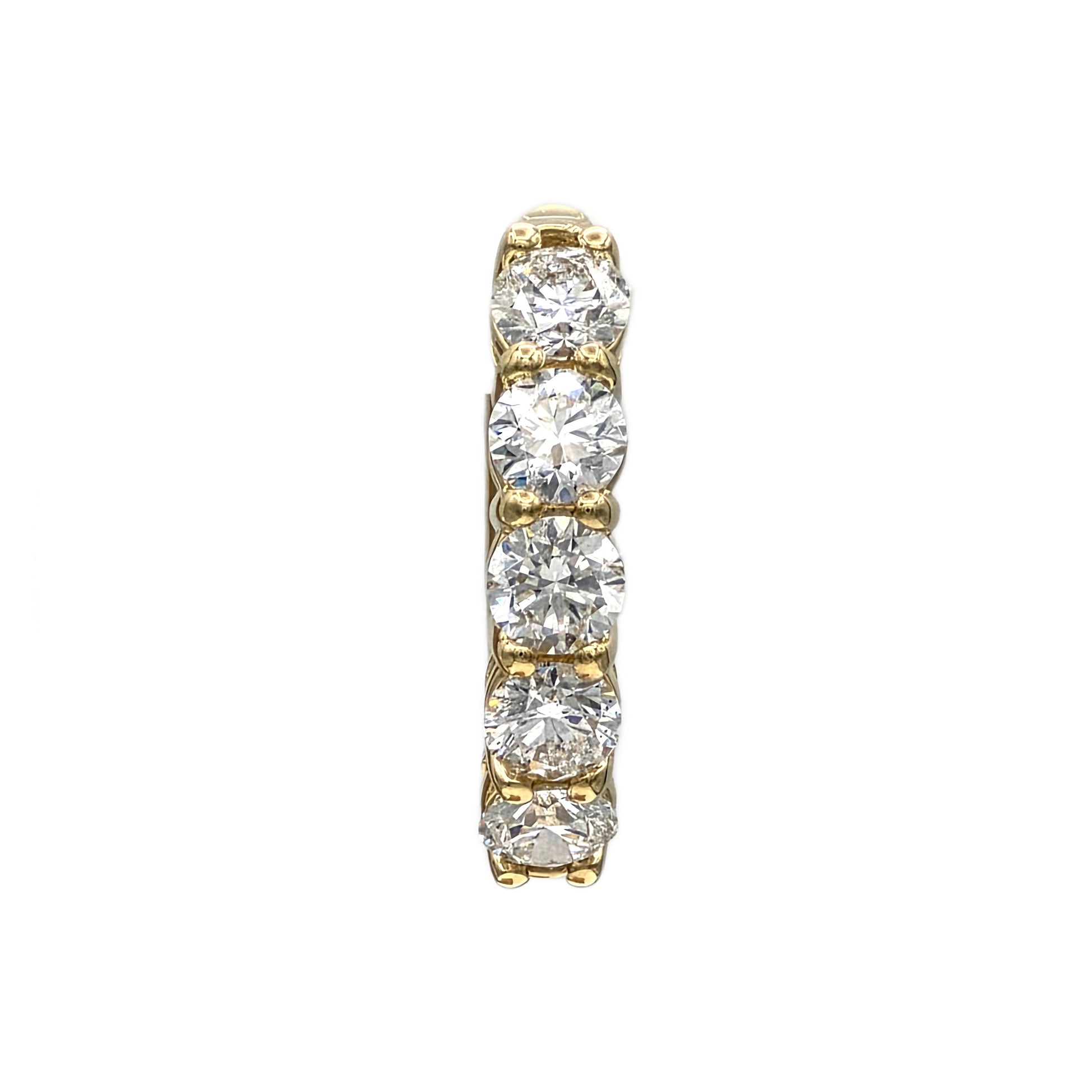 2.32 Carat Total Weight Diamond Hoop Earrings in 18K Yellow Gold