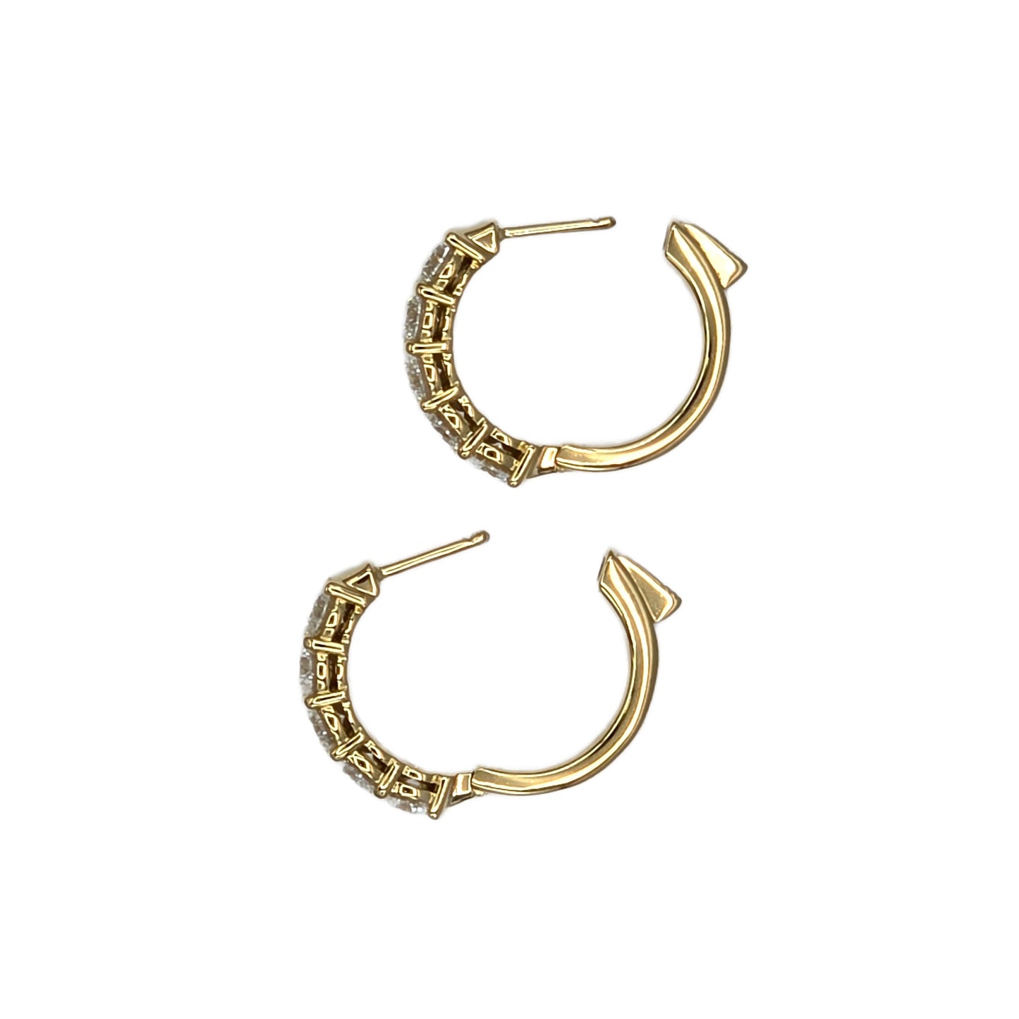 2.32 Carat Total Weight Diamond Hoop Earrings in 18K Yellow Gold