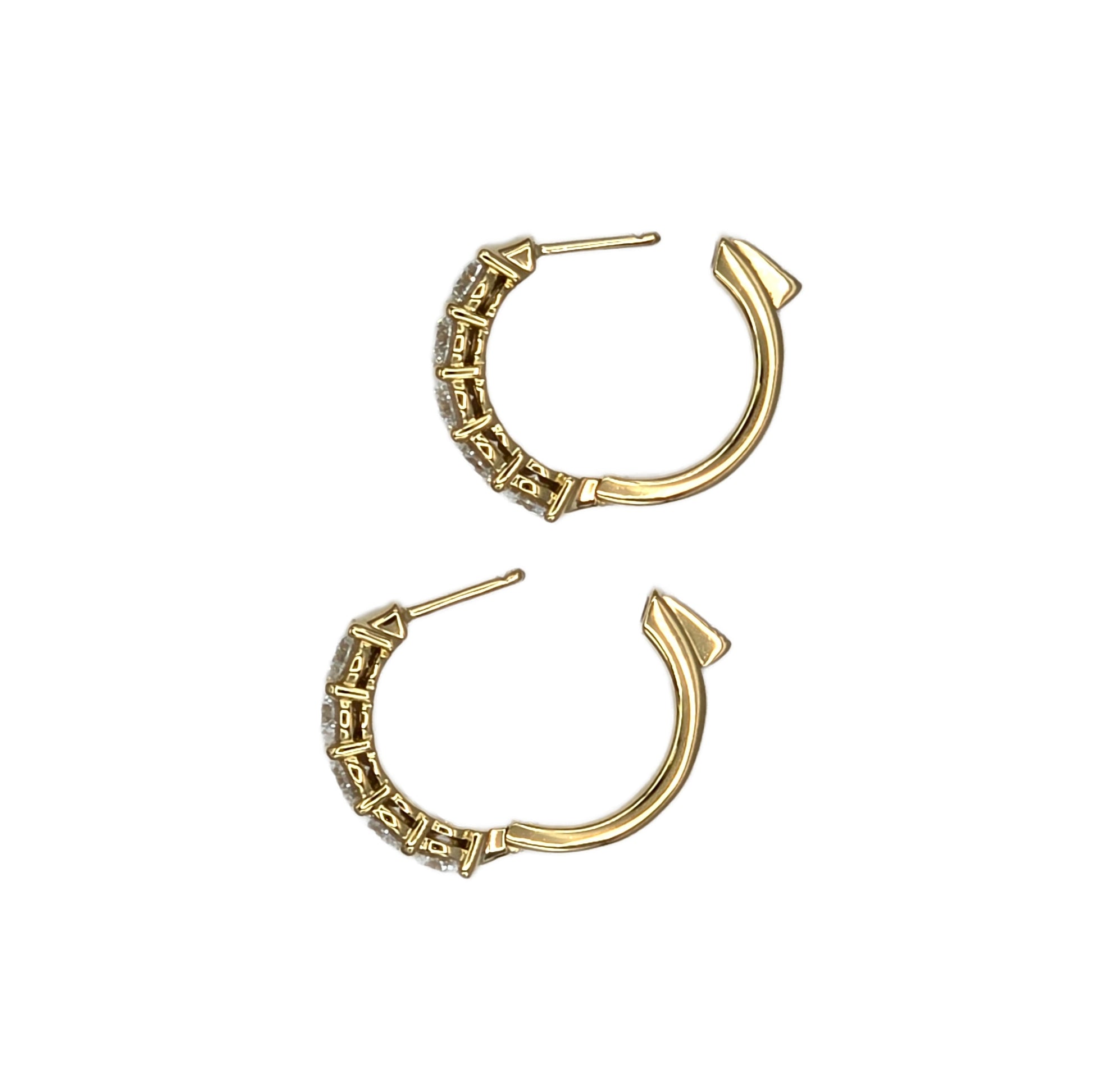 2.32 Carat Total Weight Diamond Hoop Earrings in 18K Yellow Gold