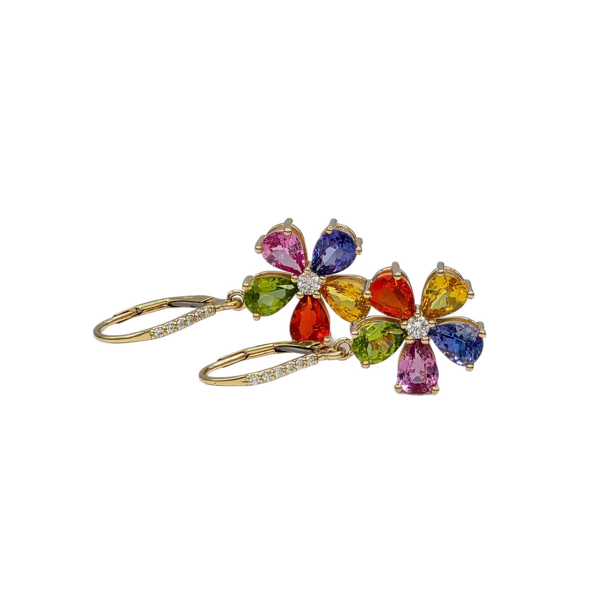 Multi Gemstone Earrings in 14K Yellow Gold
