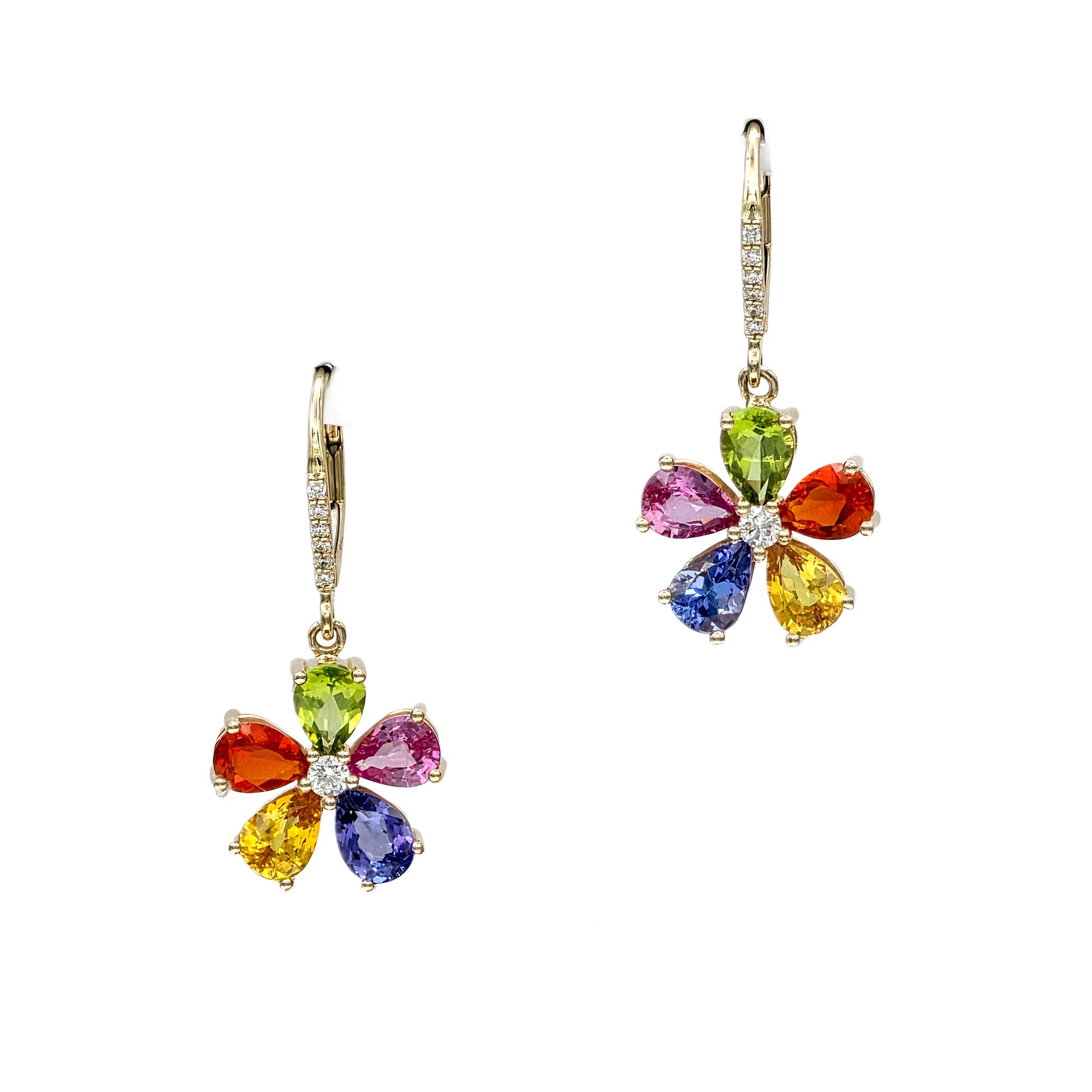 Multi Gemstone Earrings in 14K Yellow Gold