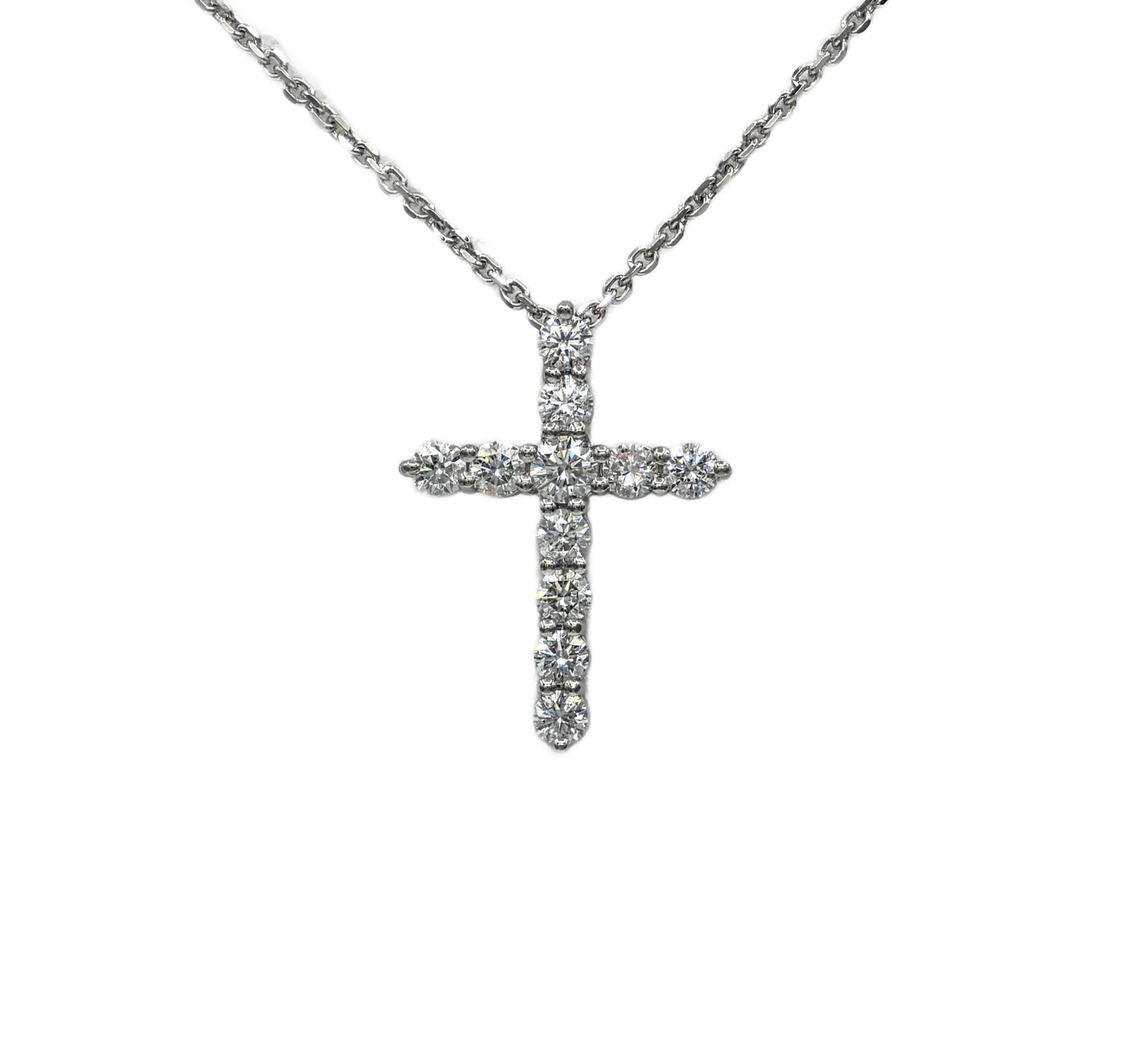 1.21 Carat Total Weight Diamond Cross Pendant in Platinum