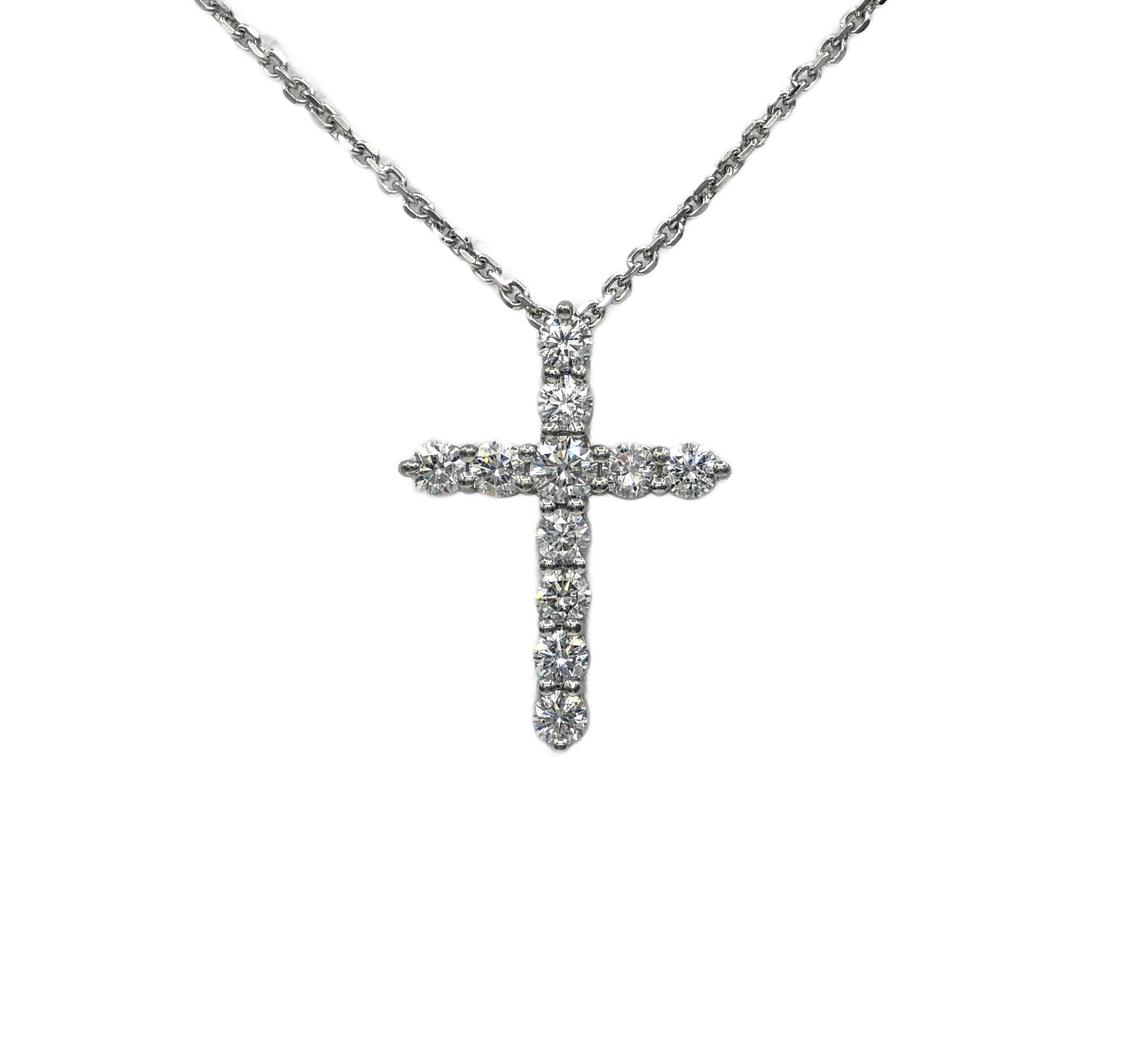 1.21 Carat Total Weight Diamond Cross Pendant in Platinum