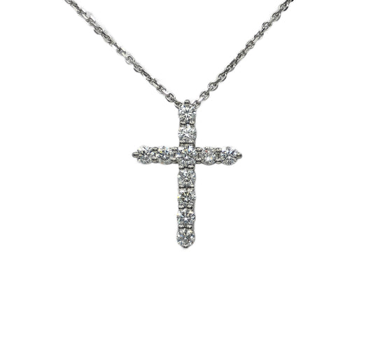1.21 Carat Total Weight Diamond Cross Pendant in Platinum