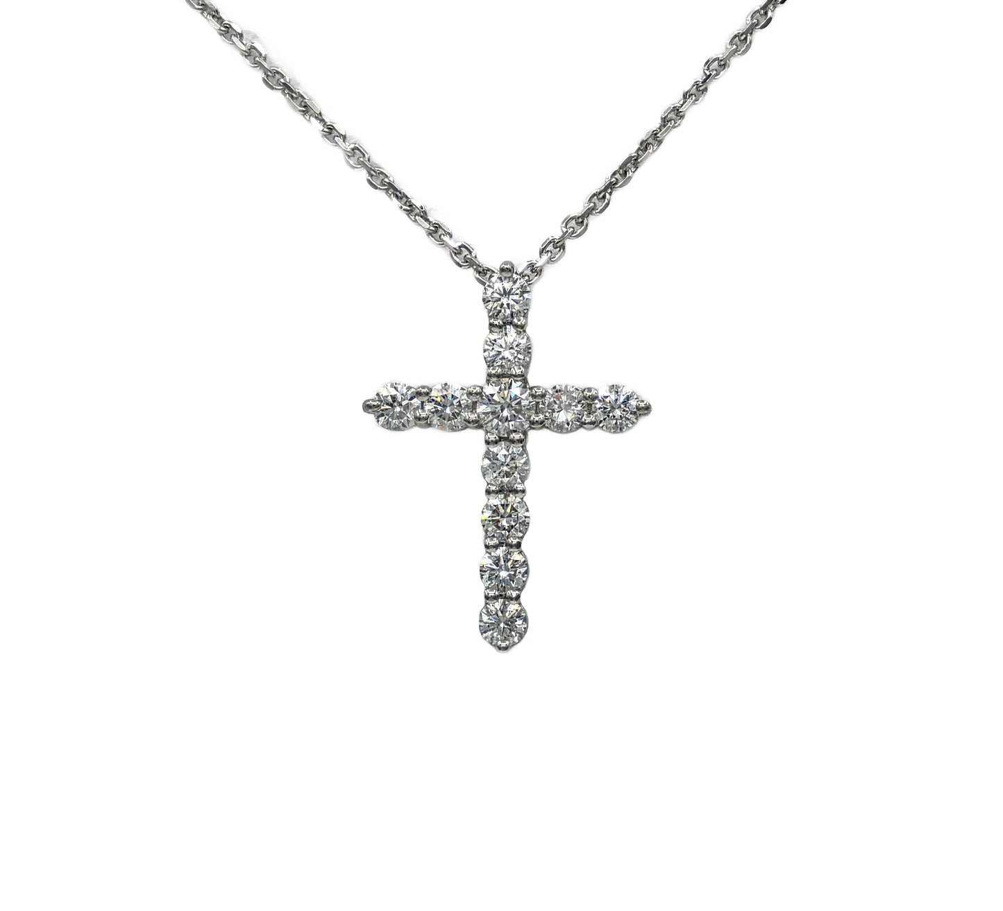 1.21 Carat Total Weight Diamond Cross Pendant in Platinum