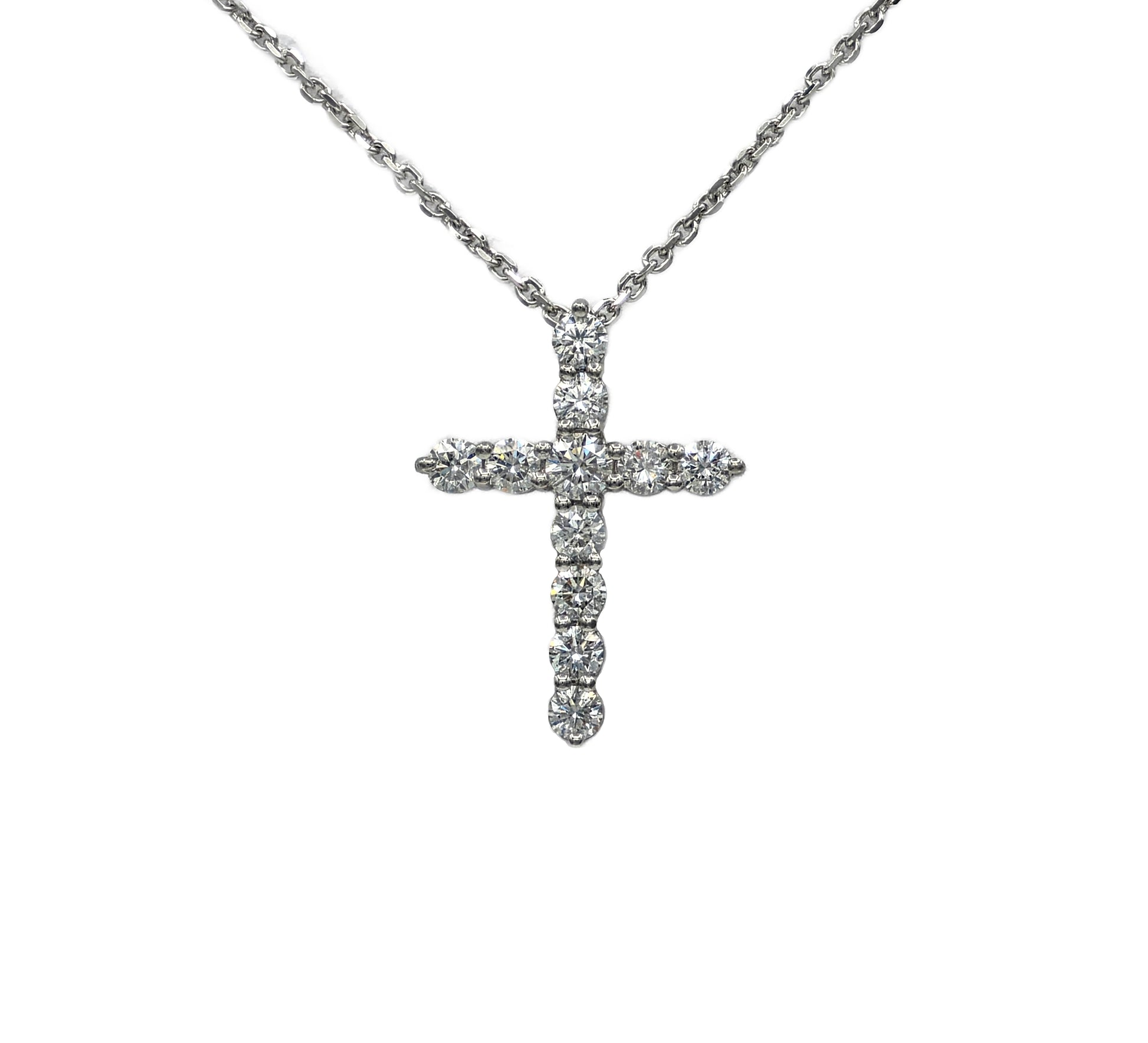 1.21 Carat Total Weight Diamond Cross Pendant in Platinum