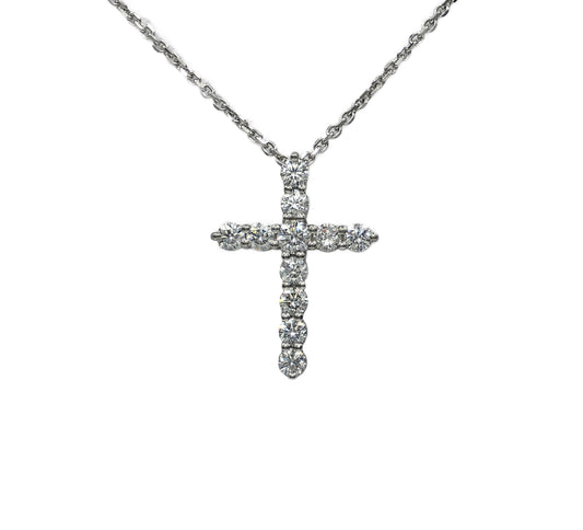 1.21 Carat Total Weight Diamond Cross Pendant in Platinum