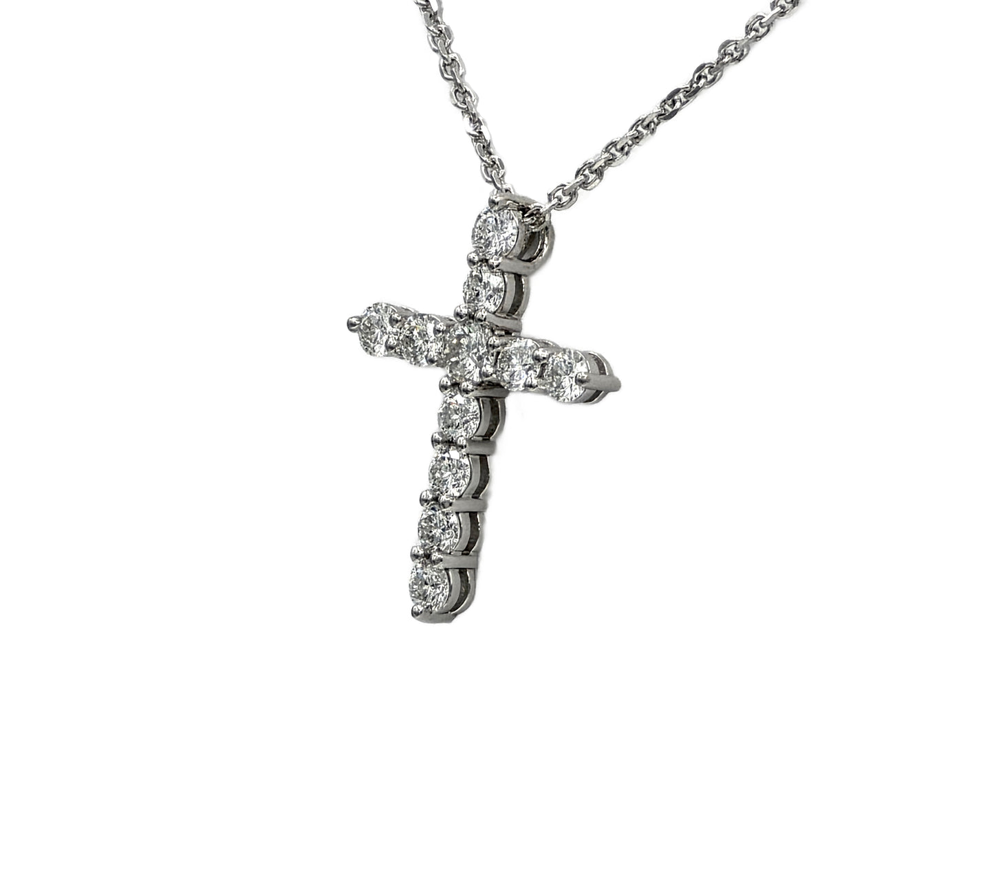 1.21 Carat Total Weight Diamond Cross Pendant in Platinum