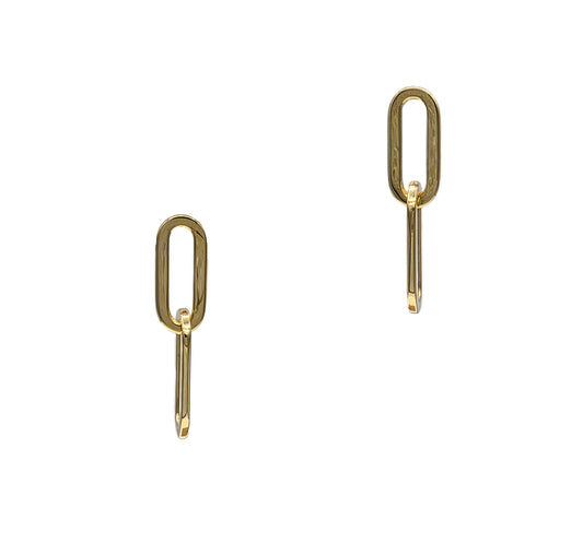 14K yellow gold paperclip earrings