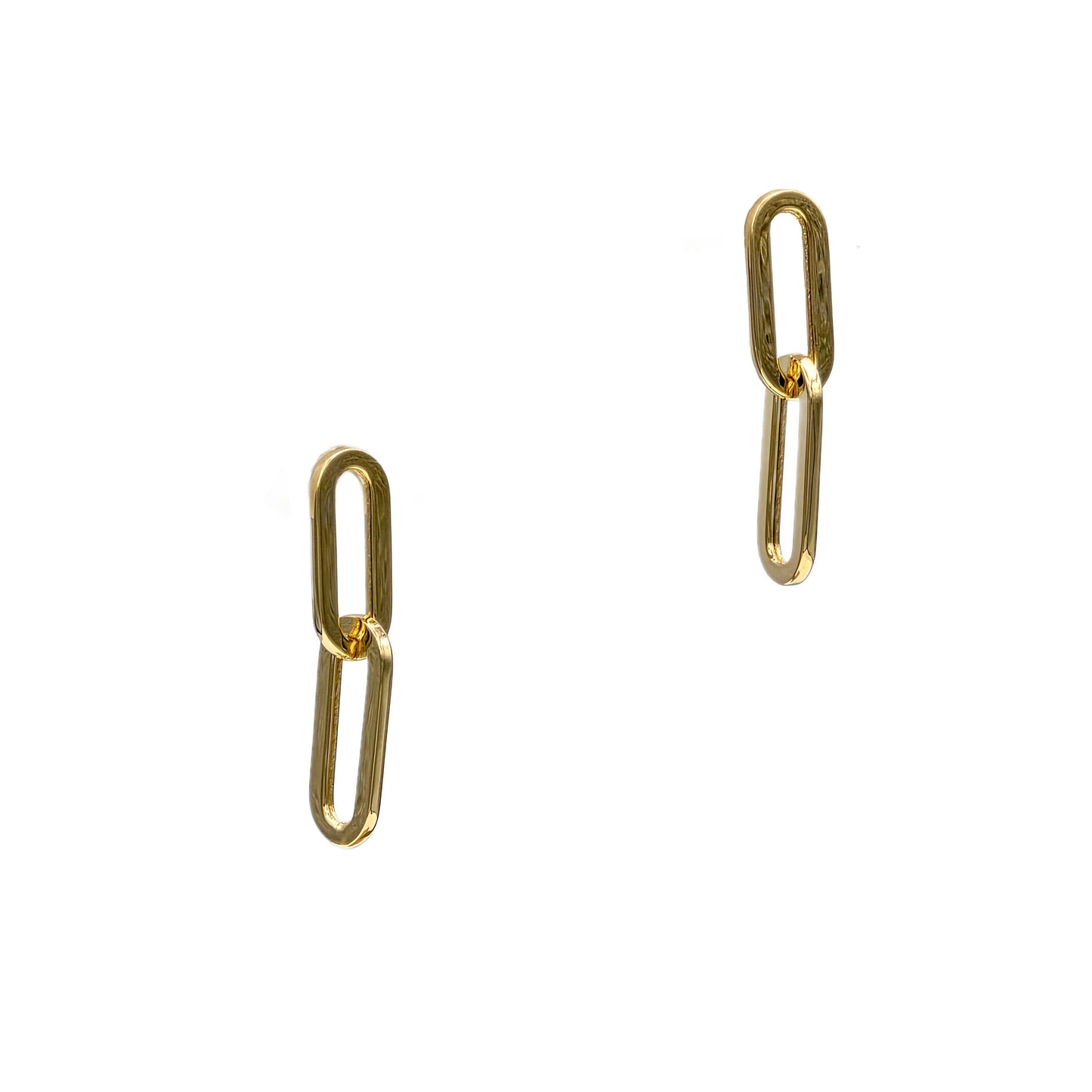 14K yellow gold paperclip earrings