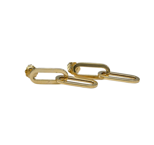 14K yellow gold paperclip earrings